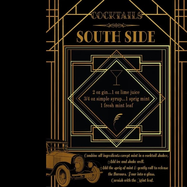 Southside Swinging 1920's American Art Deco Cocktail Large Metal Wall Art: Title: Southside Swinging 1920's American Art Deco Cocktail Large Metal Wall Art Description: ★ Approx Size 12” x 8” (Inches) 300 x 200 (mm). a