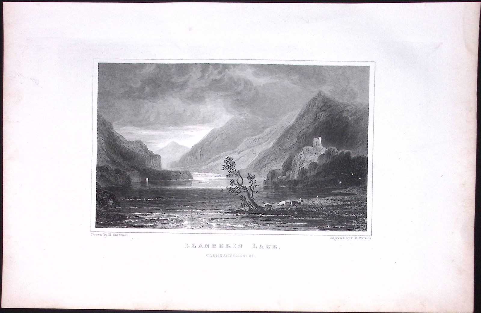 Wales-Llanberis Lake Antique 166-Year-Old 1859 Engraving-1: Title: Wales-Llanberis Lake Antique 166-Year-Old 1859 Engraving-1 Description: This Antique Steel Engraving Was Removed from a 166-Year-Old Edition of. B. B. Woodwa