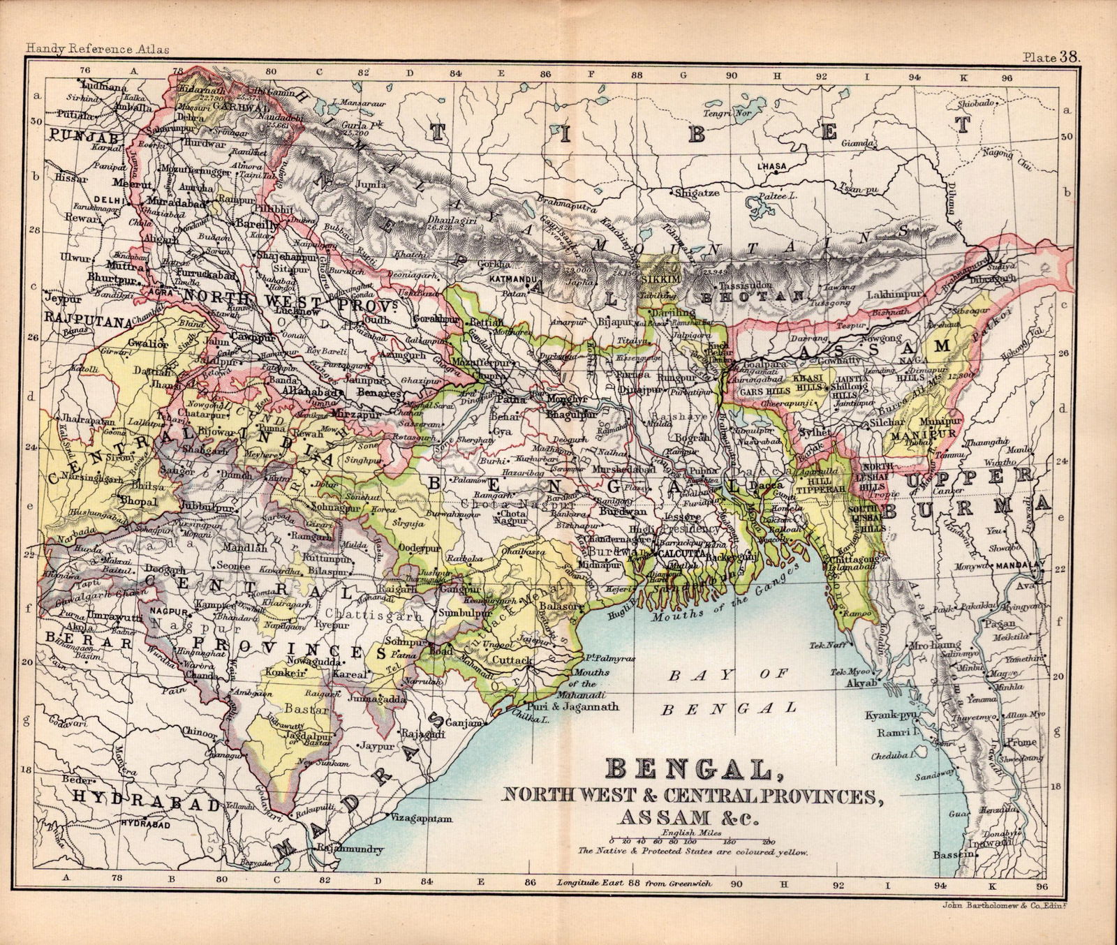 Bengal Assam India Etc Double Sided Victorian Antique 1898 Map-38: Title: Bengal Assam India Etc Double Sided Victorian Antique 1898 Map-38 Description: This Antique Double-Sided Map Has Been Removed From an. 1896 Edition Handy Ref
