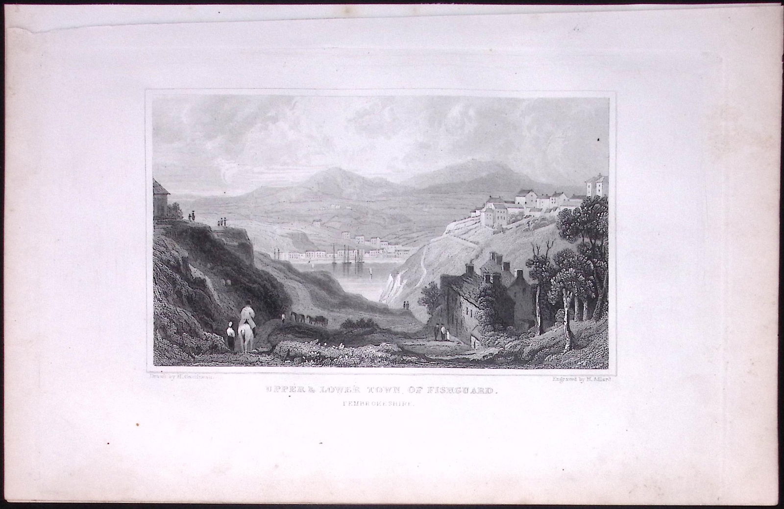 Wales Fishguard Upper & Lower Town Antique 166-Year-Old Steel Engraving-27: Title: Wales Fishguard Upper & Lower Town Antique 166-Year-Old Steel Engraving-27 Description: This Antique Steel Engraving Was Removed from a 166-Year-Old Edition of.