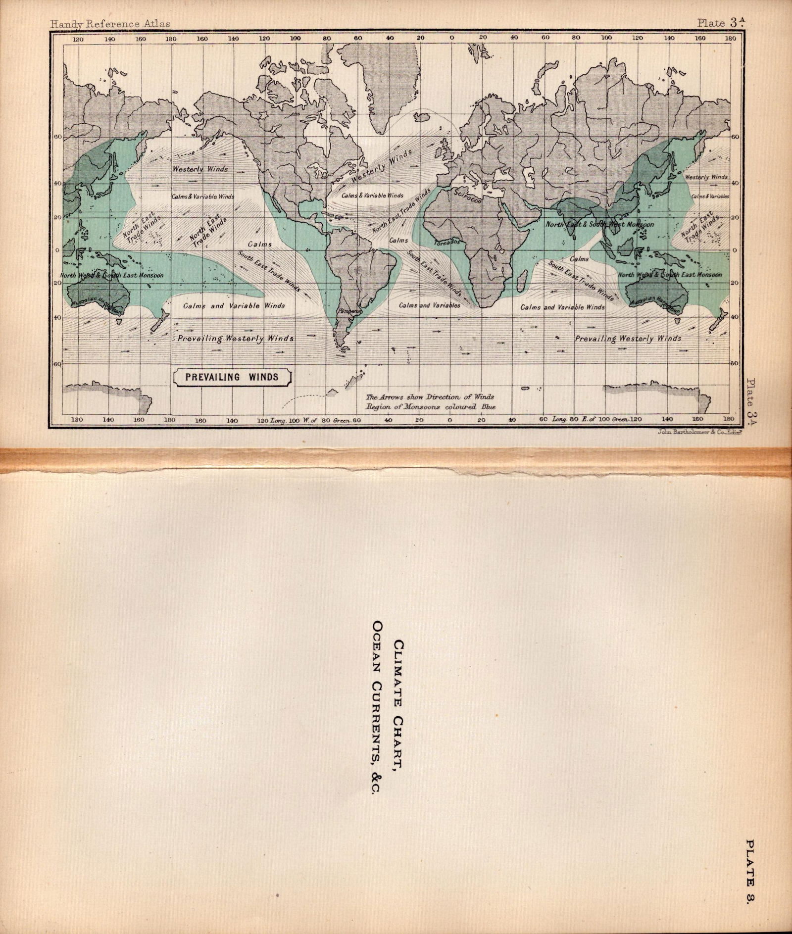 Climate Change Ocean Currents Double Sided Victorian Antique 1898 Map-3 - 2