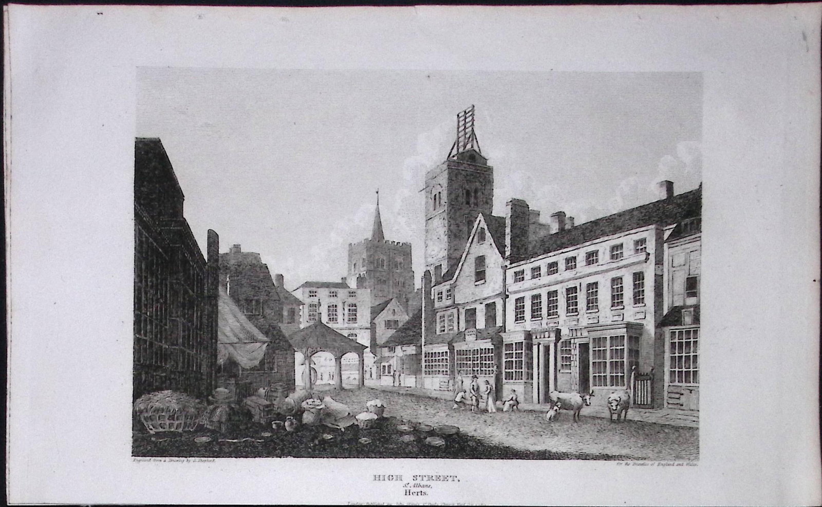 St Albans High Street Herts Antique 218 Years-Old Georgian Steel-Engraving-304: Title: St Albans High Street Herts Antique 218 Years-Old Georgian Steel-Engraving-304 Description: St Albans High Street Herts Antique 218 Years-Old Georgian Steel-Engraving-304 <
