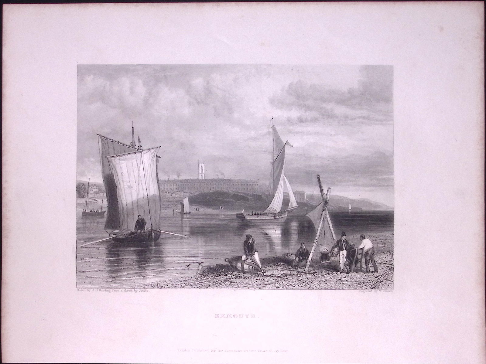Devon Exmouth Beach WH Bartlett 183 Years-Old Antique Steel Engraving-27: Title: Devon Exmouth Beach WH Bartlett 183 Years-Old Antique Steel Engraving-27 Description: This Steel Engraved Print Has Been Removed from an Antique 1842 Edition of. Finden’s The