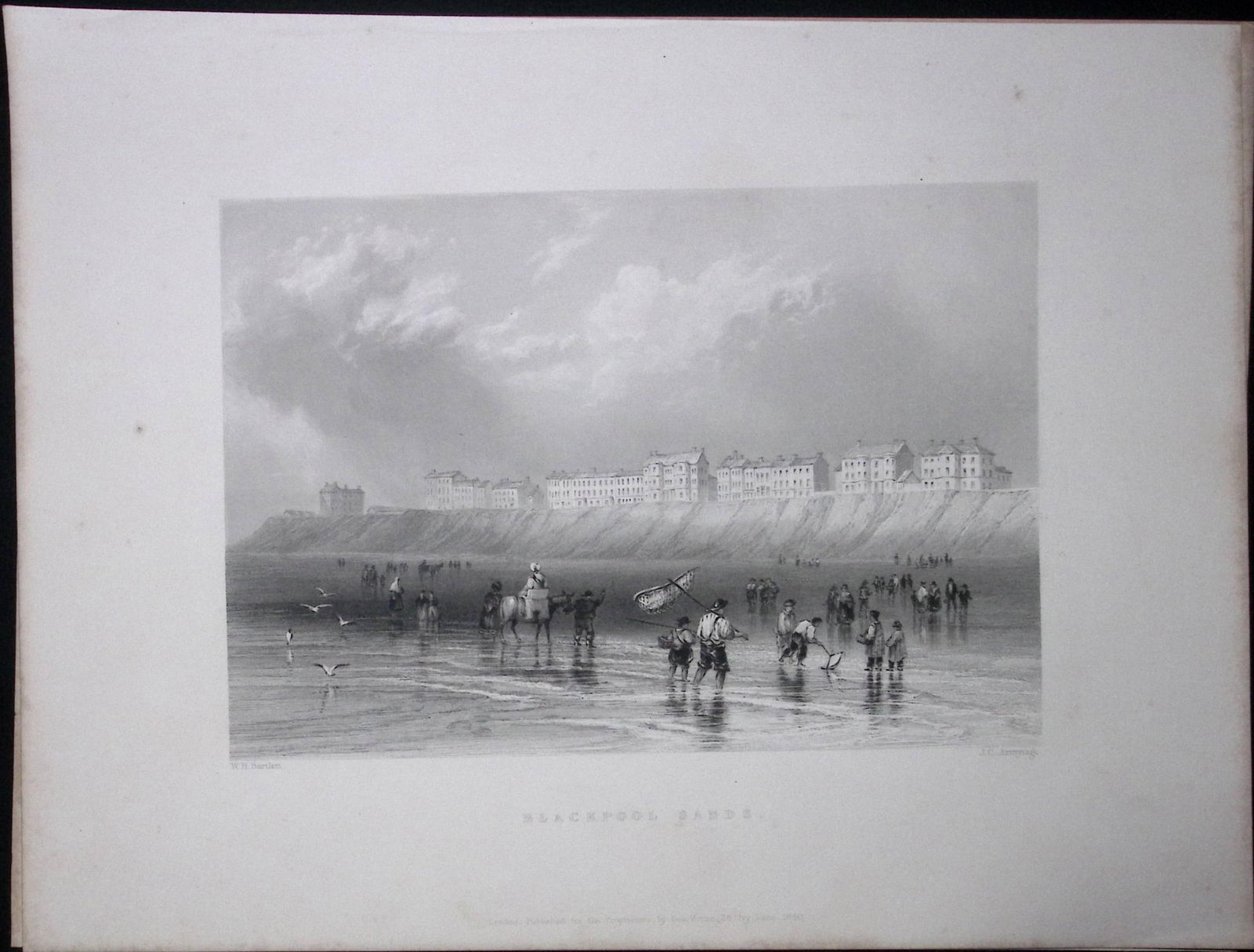 Blackpool Sands Scene WH Bartlett 1842 Antique Steel Engraving-94: Title: Blackpool Sands Scene WH Bartlett 1842 Antique Steel Engraving-94 Description: This Steel Engraved Print Has Been Removed from an Antique 1842 Edition of.