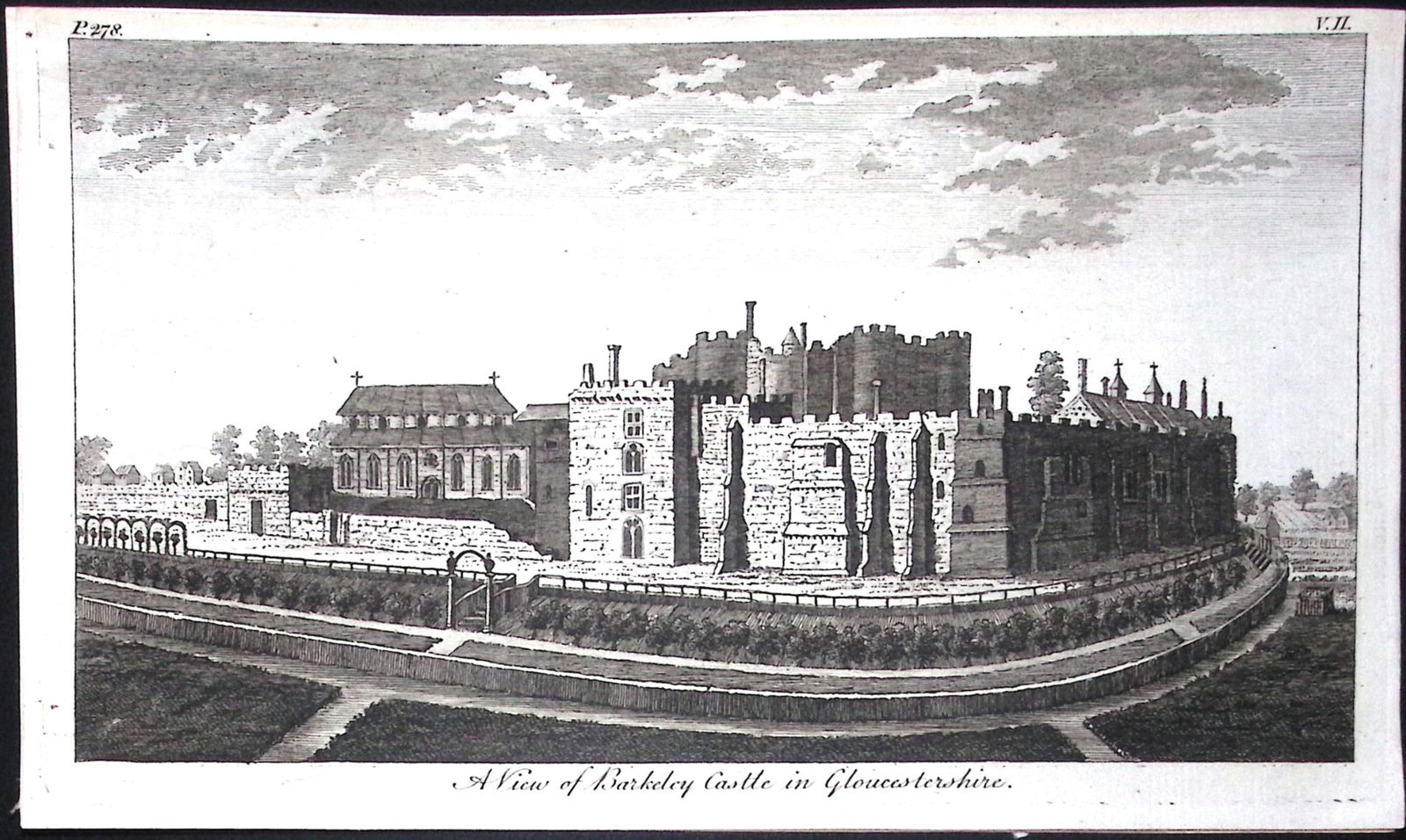Gloucestershire Berkeley Castle Rare Georgian Copper Antique 1776 Engraving-152.: Title: Gloucestershire Berkeley Castle Rare Georgian Copper Antique 1776 Engraving-152. Description: This Nearly 250-Year-Old Antique Piece Was Removed from an Edition of. A N