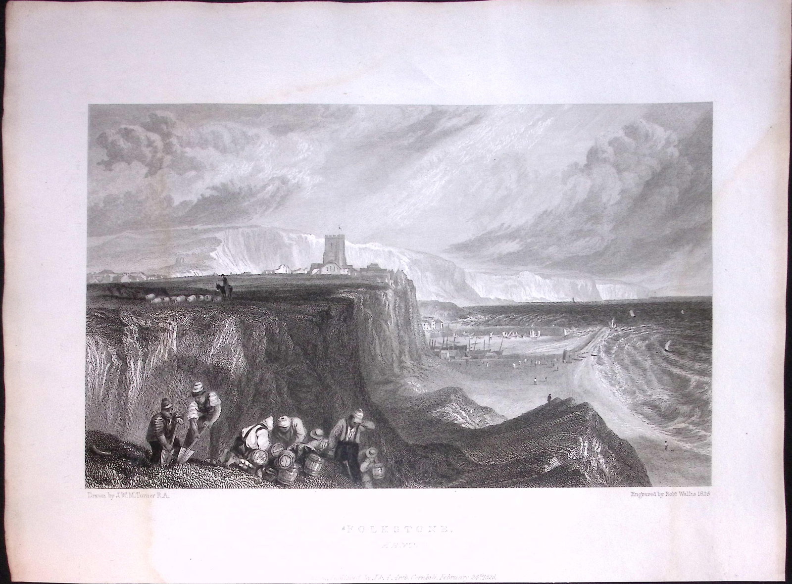 J.M.W Turner ""Folkstone Kent"" Views from a Southern Coast Rare Antique Copper Engraving-7 (1 of 2)