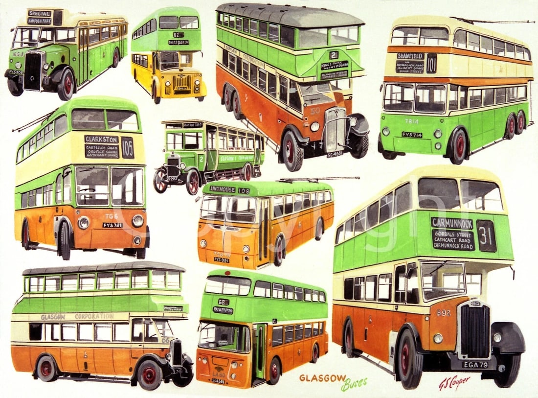 Glasgow Buses Montage 7 Buses and 3 Trolleys Nostalgic Montage Metal Wall Art: Title: Glasgow Buses Montage 7 Buses and 3 Trolleys Nostalgic Montage Metal Wall Art Description: ★ Approx Size 12” x 8” (Inches) 300 x 200 (mm).