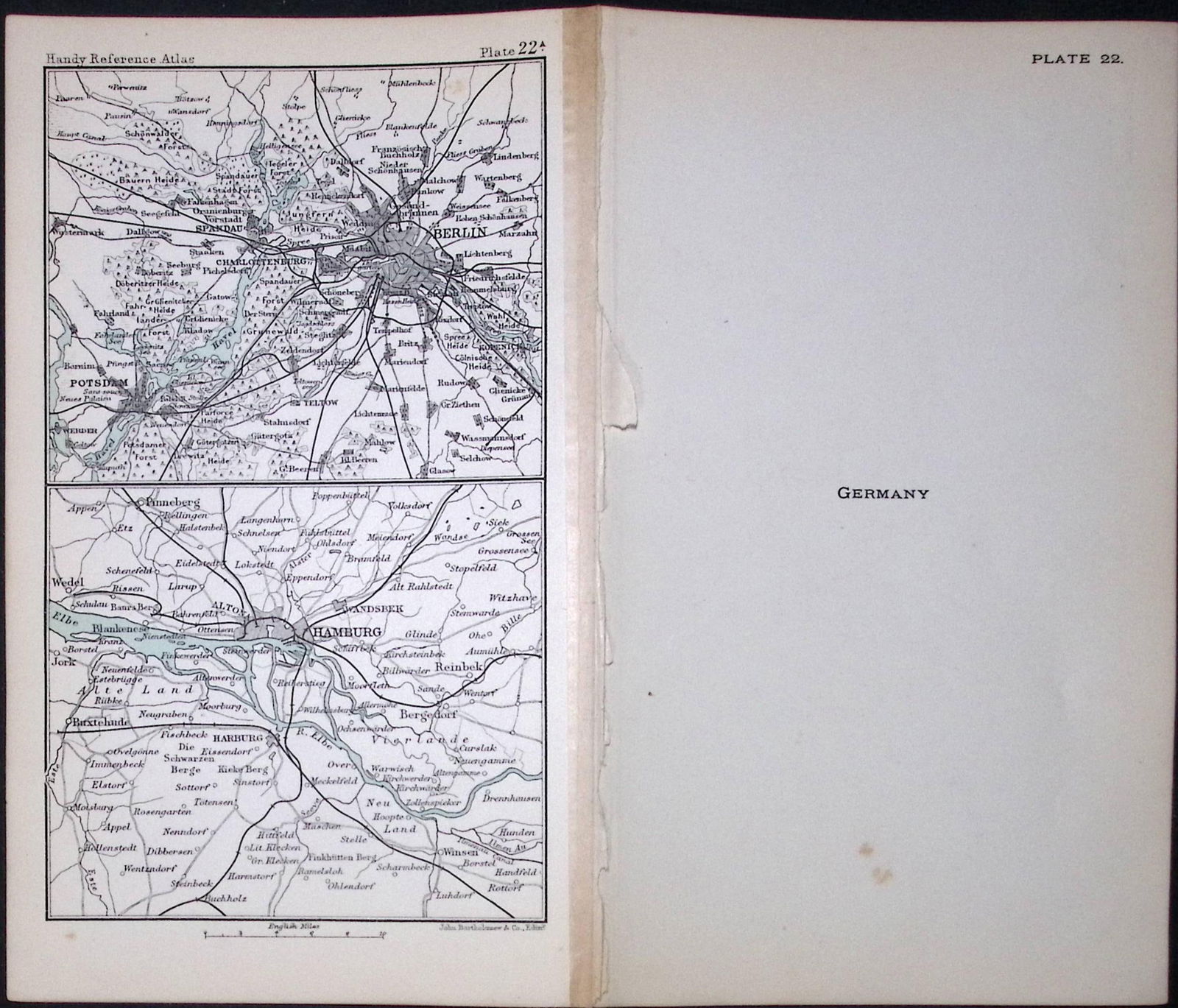 The Germany Empire Double Sided Victorian Antique 1898 Map-22 - 2