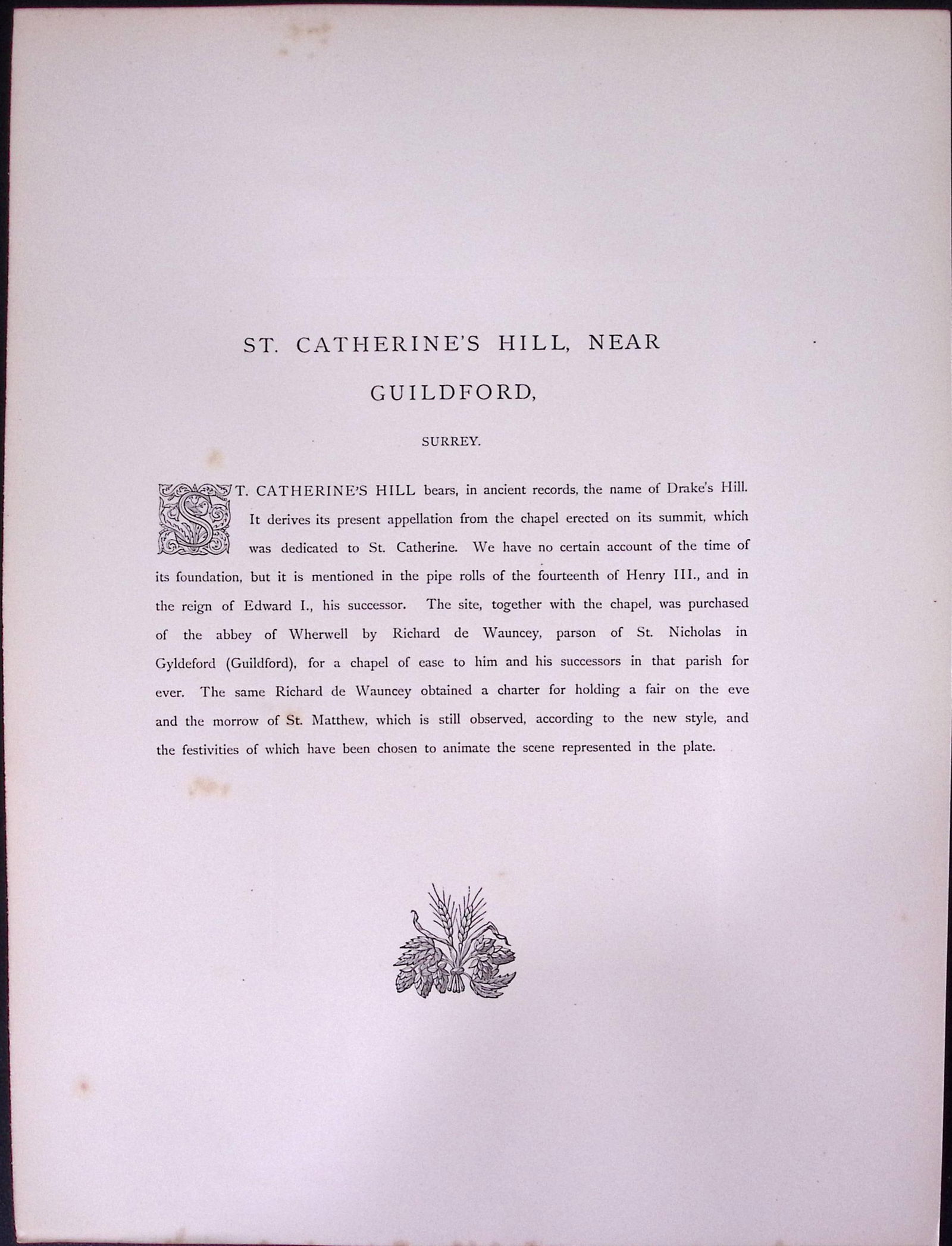 J.M.W Turner Rare “St Catherines Hill Guildford” 1873 Picturesque Views in England-62 - 2