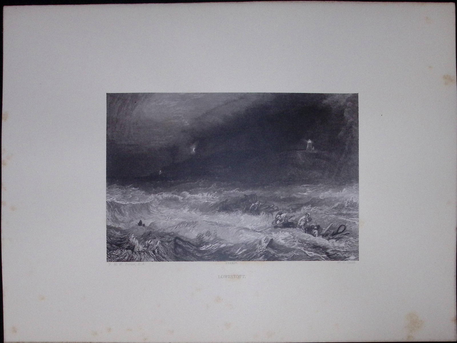 J.M.W Turner Rare “Lowestoft Sussex” 1873 Picturesque Views in England -6: Title: J.M.W Turner Rare “Lowestoft Sussex” 1873 Picturesque Views in England -6 Description: This Antique Was Removed from a 152 Years-Old Edition Of.