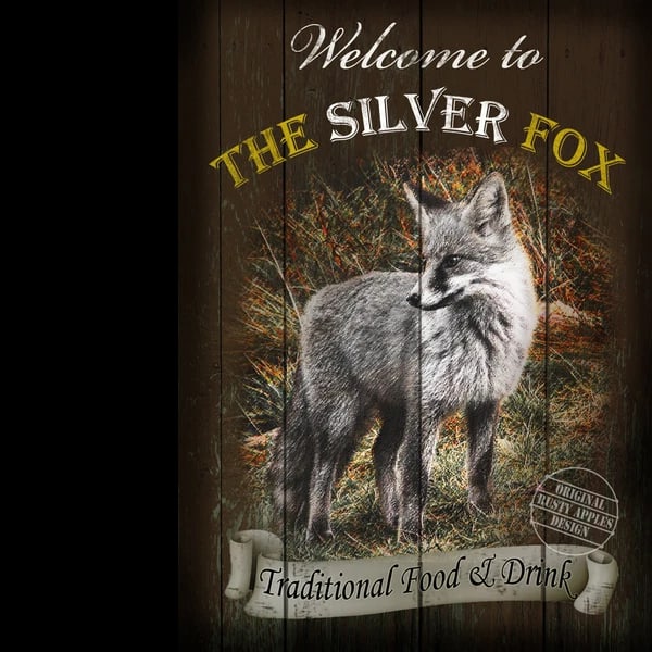 The Silver Fox Traditional Style Pub Sign Large Metal Wall Art: Title: The Silver Fox Traditional Style Pub Sign Large Metal Wall Art Description: ★ Approx Size 12” x 8” (Inches) 300 x 200 (mm). ★ Our Me