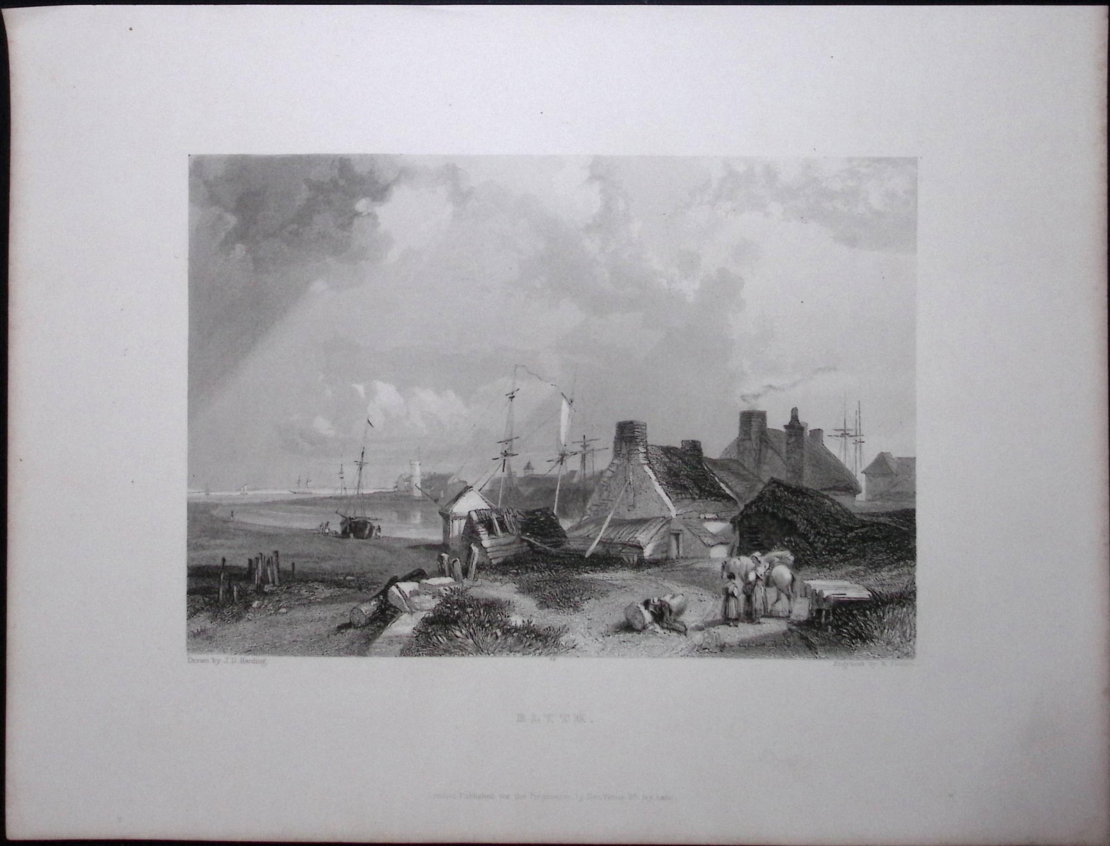 Blyth Northumberland WH Bartlett 183 Years-Old Antique Steel Engraving-59: Title: Blyth Northumberland WH Bartlett 183 Years-Old Antique Steel Engraving-59 Description: This Steel Engraved Print Has Been Removed from an Antique 1842 Edition of.