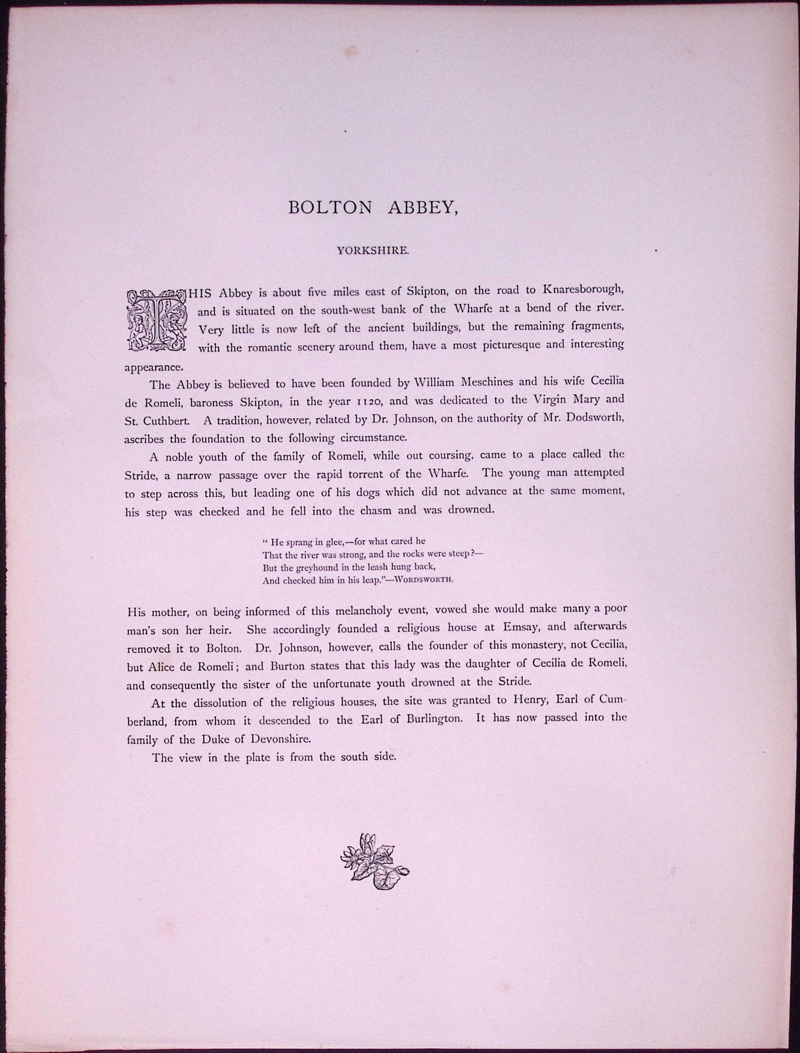 J.M.W Turner Rare “Bolton Abbey Yorkshire” 1873 Picturesque Views in England-19 - 2