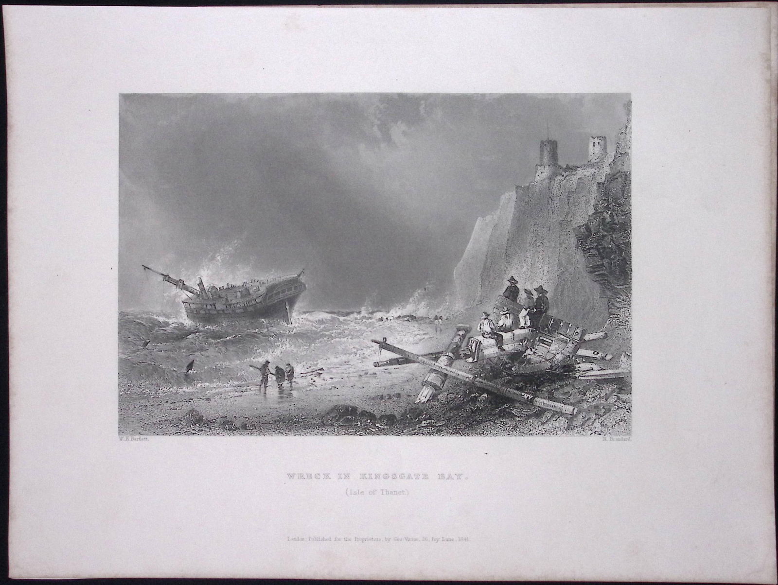 Kent Kingsgate Bay Isle of Thanet WH Bartlett 1842 Antique Steel Engraving-113: Title: Kent Kingsgate Bay Isle of Thanet WH Bartlett 1842 Antique Steel Engraving-113 Description: This Steel Engraved Print Has Been Removed from an Antique 1842 Edition o