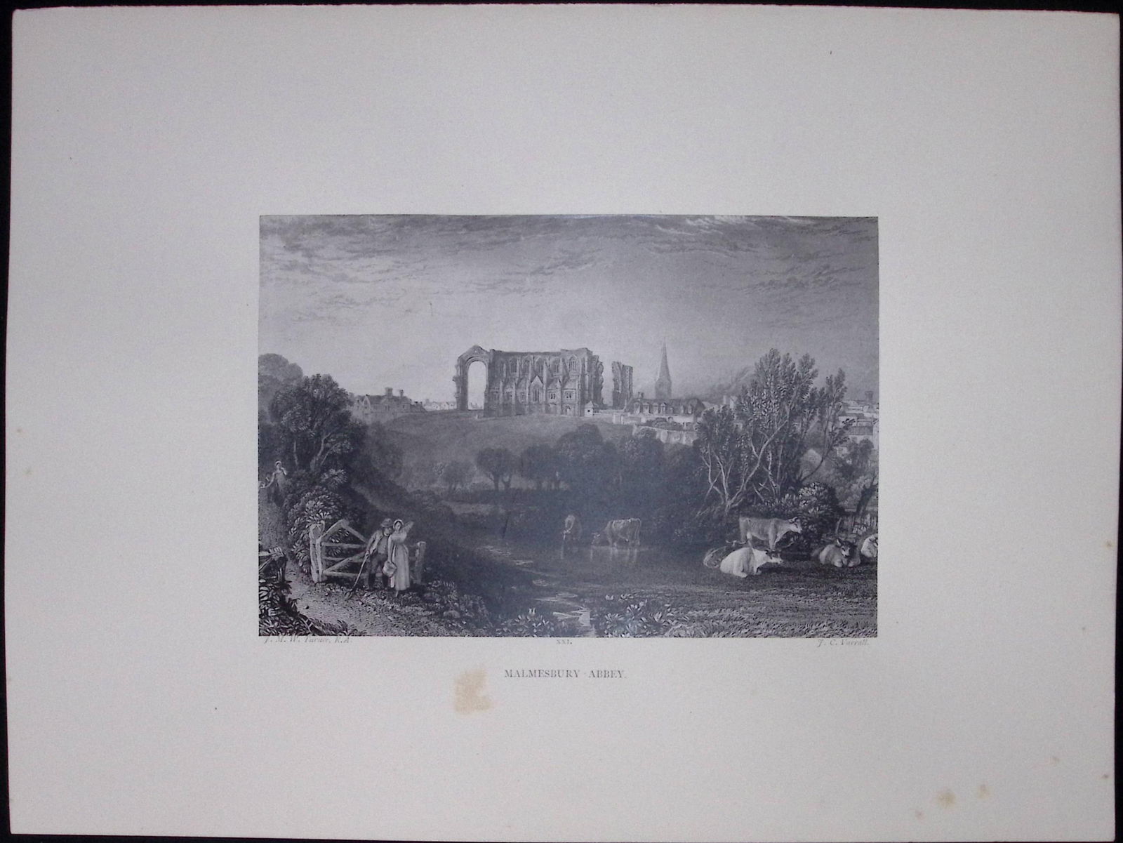 J.M.W Turner Rare “Malmesbury Abbey Wiltshire” 1873 Picturesque Views in England-34 (1 of 3)