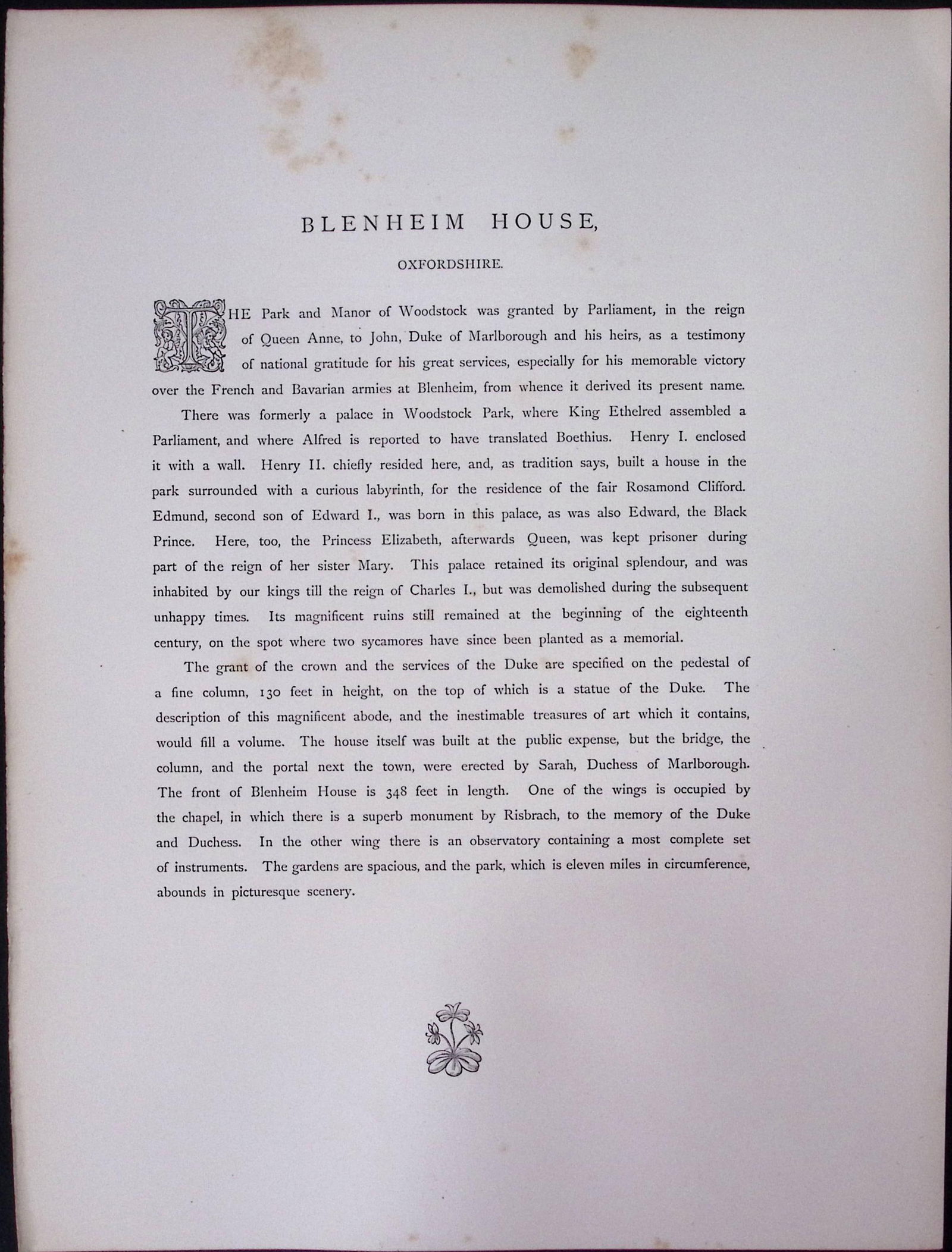 J.M.W Turner Rare “Blenheim House Woodstock” 1873 Picturesque Views in England-53 - 2