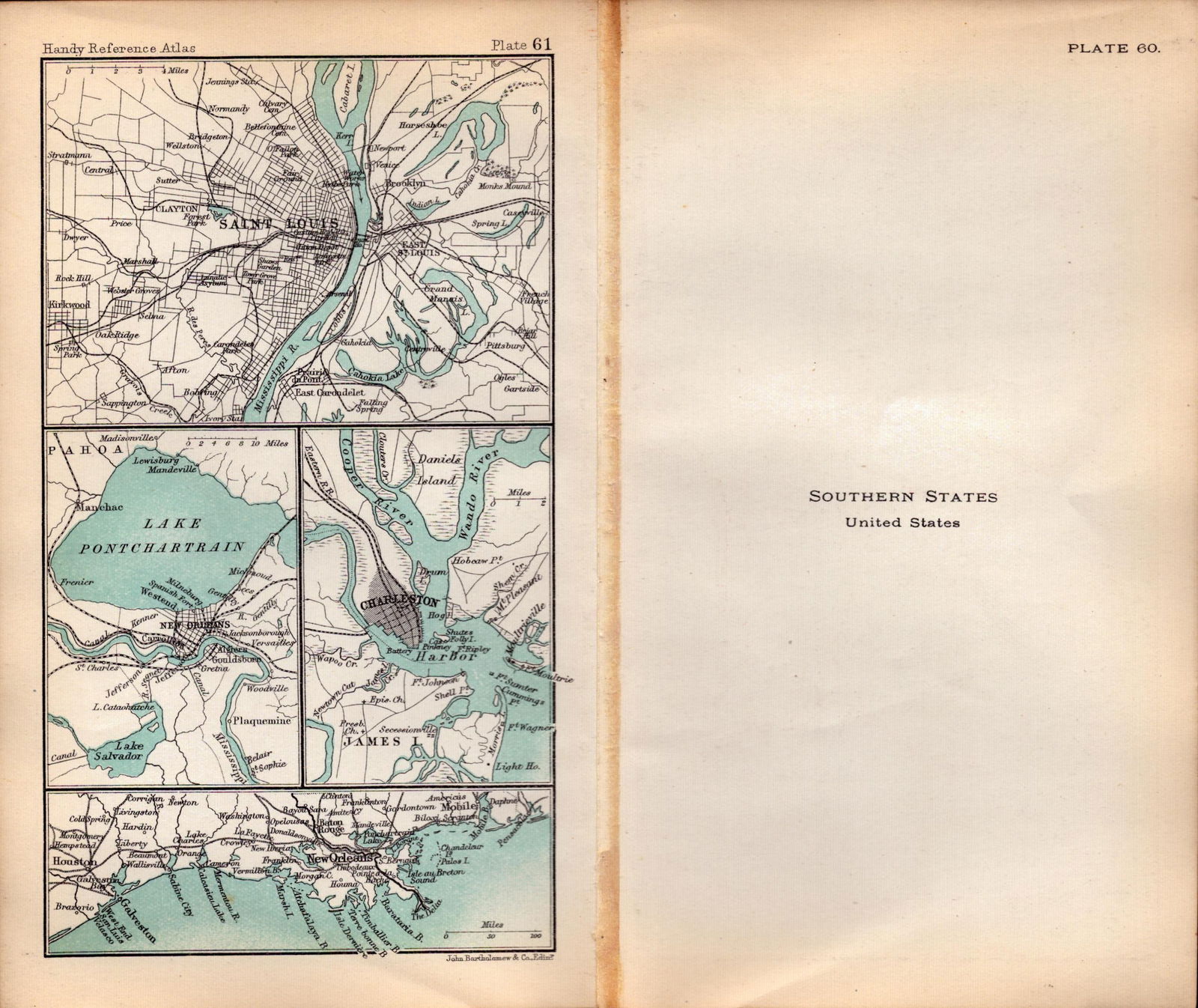 USA Southern States Double Sided Victorian Antique 1896 Map. 60 - 2