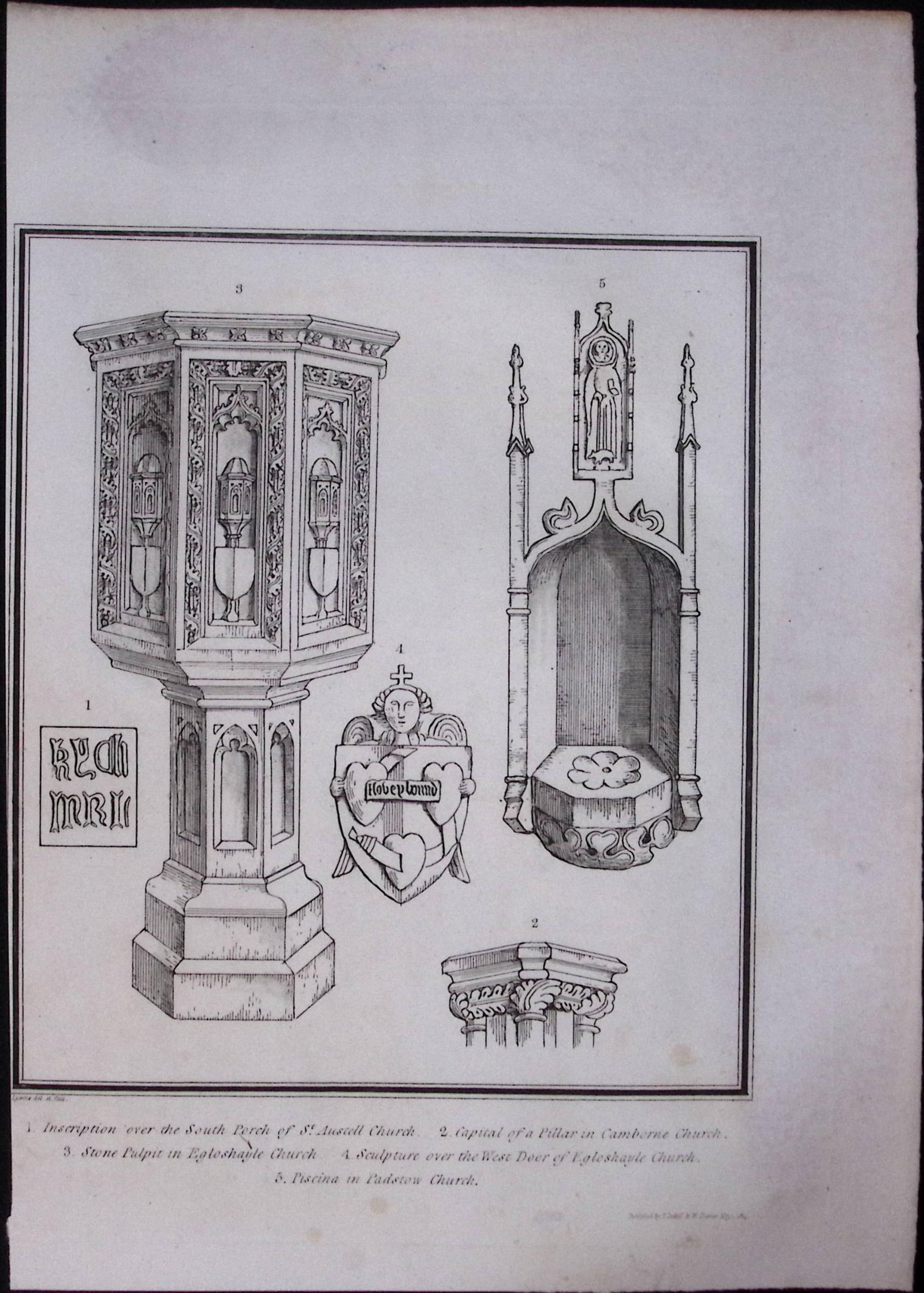 Cornwall South Porch St Austell Church Rare Antique Copper Plate Etching By S Lyons: Title: Cornwall South Porch St Austell Church Rare Antique Copper Plate Etching By S Lyons Description: This 211-Year-Old Antique Copper Plate Etching Was Removed From.