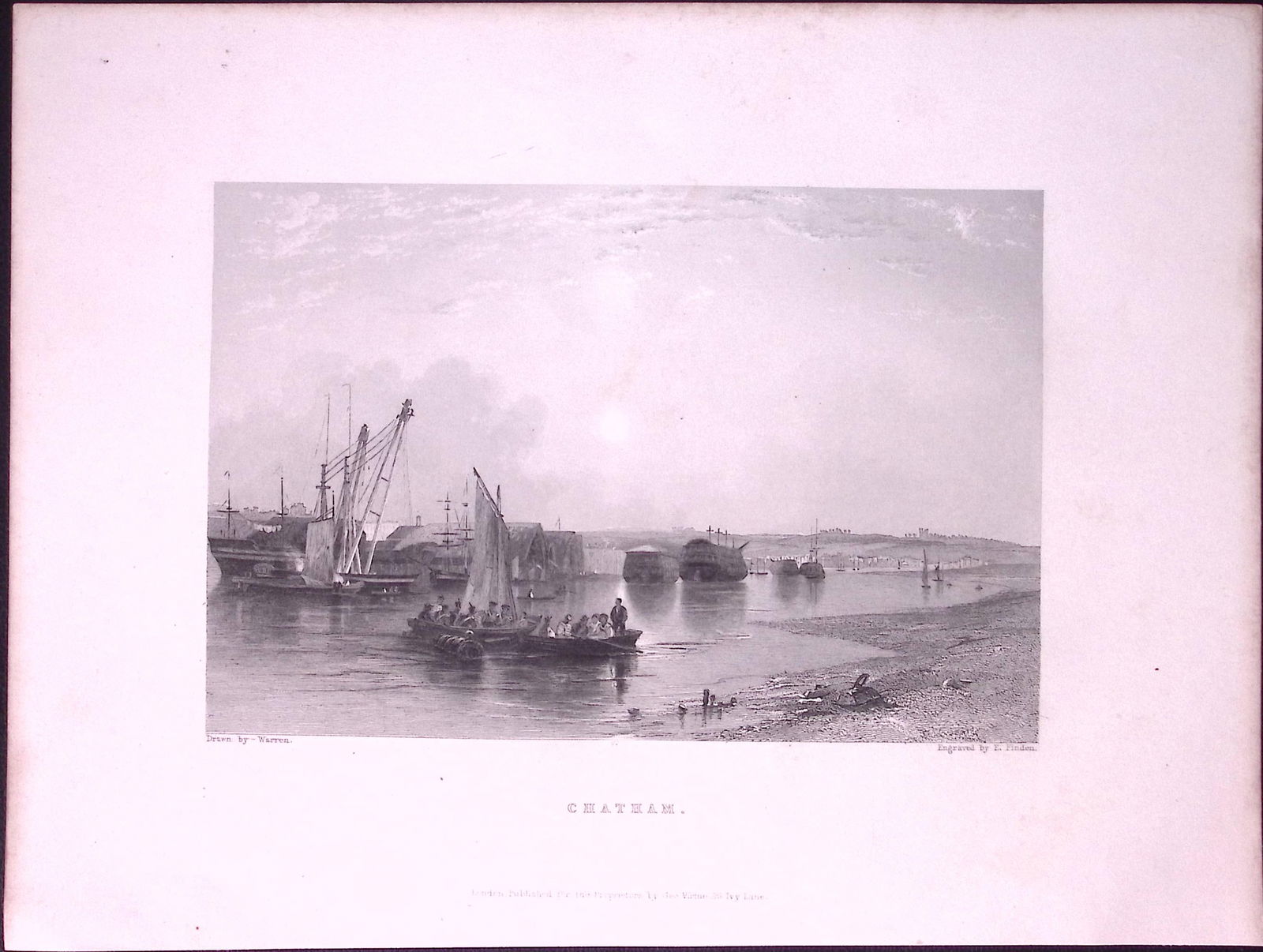 Kent Chatham Dockyard WH Bartlett 183 Years-Old Antique Steel Engraving-31: Title: Kent Chatham Dockyard WH Bartlett 183 Years-Old Antique Steel Engraving-31 Description: This Steel Engraved Print Has Been Removed from an Antique 1842 Edition of.