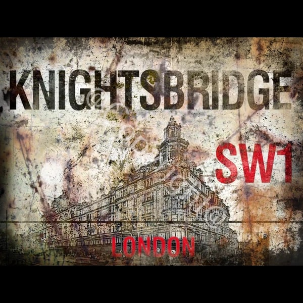 Knightsbridge The Home Of Shopping Iconic London Street Sign Metal Wall Art: Title: Knightsbridge The Home Of Shopping Iconic London Street Sign Metal Wall Art Description: ★ Approx Size 12” x 8” (Inches) 300 x 200 (mm). &#