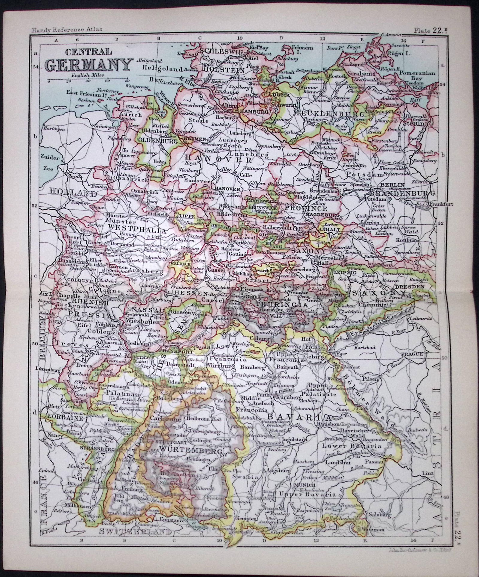 Central Germany Double Sided Victorian Antique 1898 Map.: Title: Central Germany Double Sided Victorian Antique 1898 Map. Description: This Antique Double-Sided Map Has Been Removed From an. 1896 Edition Handy Reference A