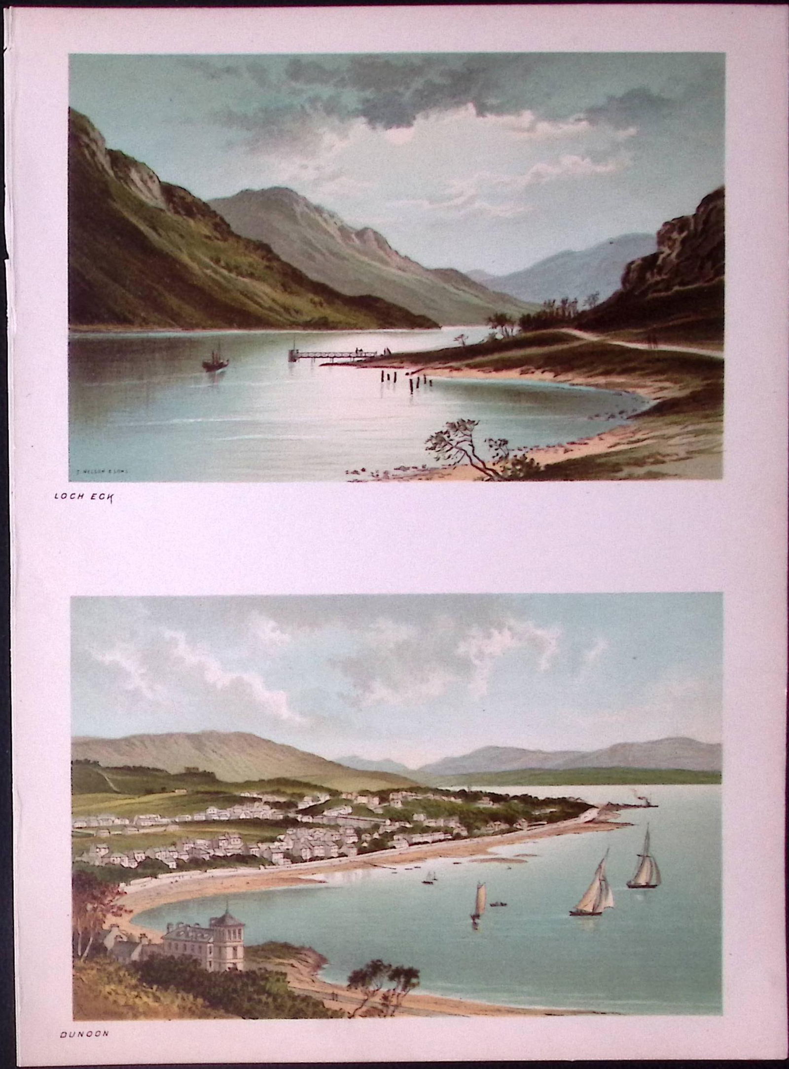 Scotland Loch Eck & Dunoon Antique Coloured Print-26: Title: Scotland Loch Eck & Dunoon Antique Coloured Print-26 Description: This Antique Illustration Has Been Removed from a First Edition of. Souvenir Of S