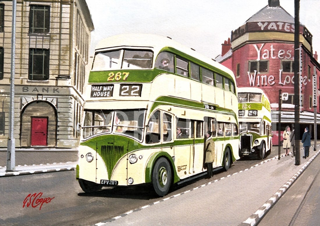 Blackpool Yates Wine Lodge Nostalgic 1960's Bus Scene Large Metal Wall Art: Title: Blackpool Yates Wine Lodge Nostalgic 1960's Bus Scene Large Metal Wall Art Description: ★ Approx Size 12” x 8” (Inches) 300 x 200 (mm). &#