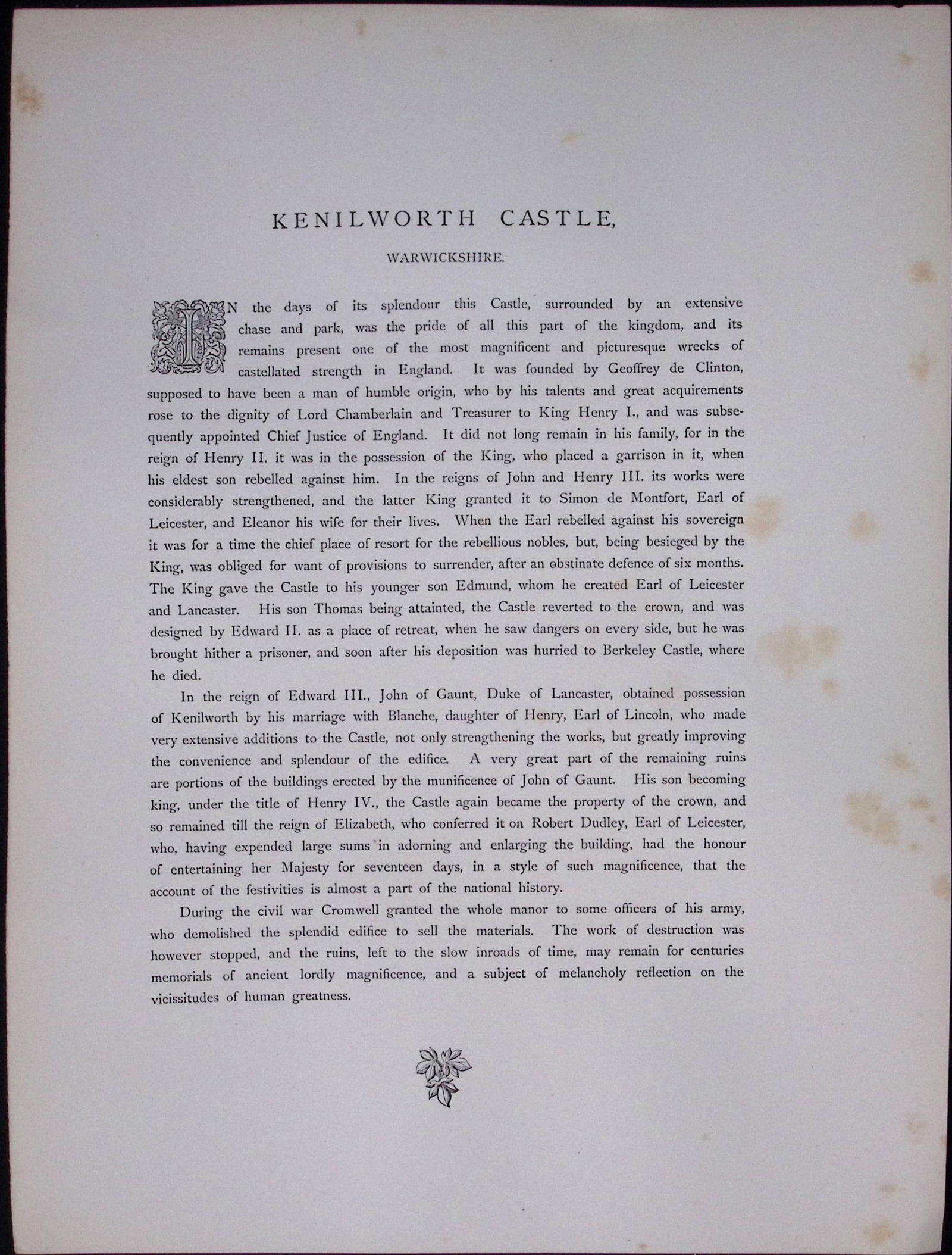 J.M.W Turner Rare “Kenilworth Castle” 1873 Picturesque Views in England-33 - 2