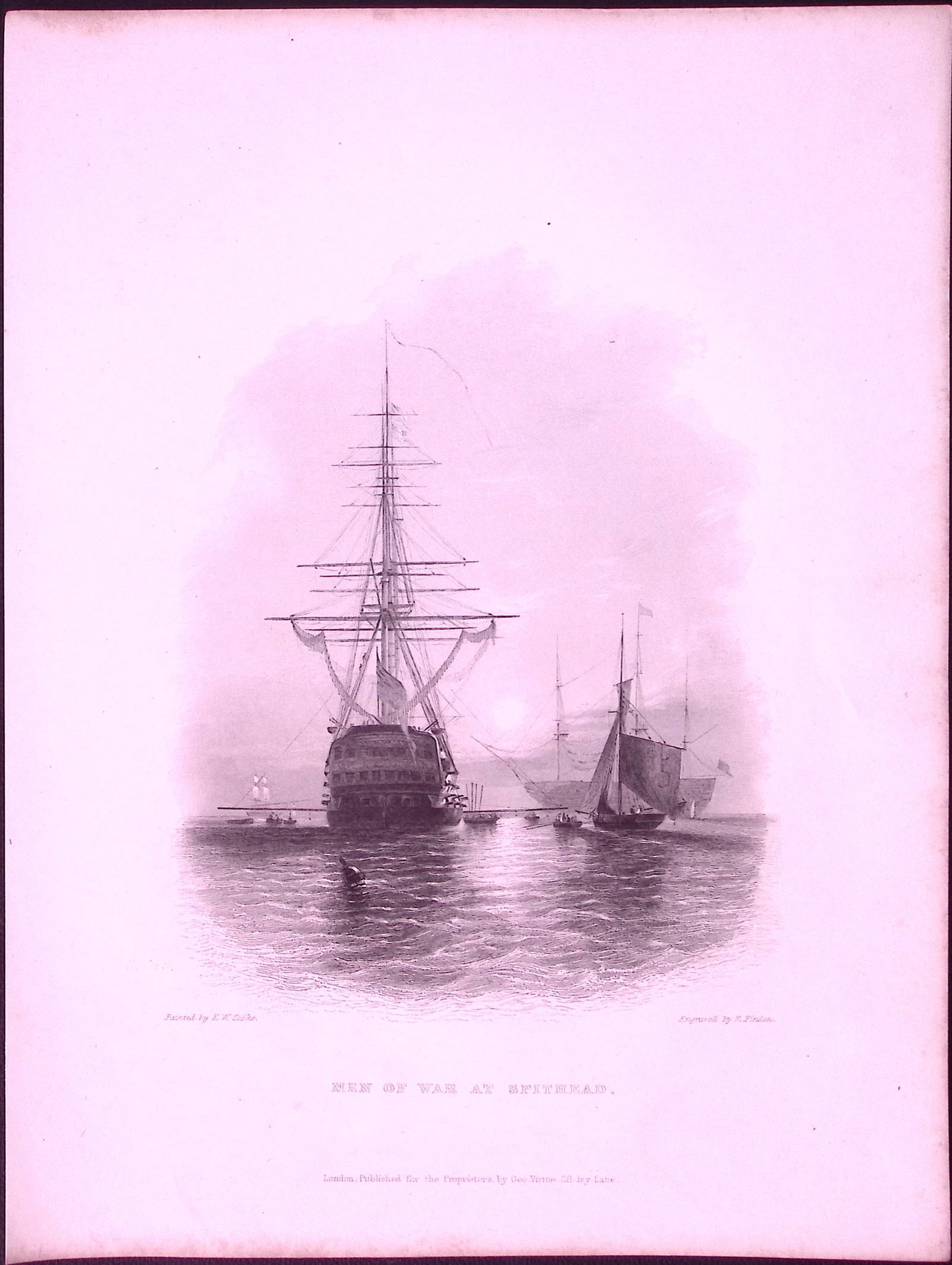 Man at War Ship Spithead WH Bartlett 183 Years-Old Antique Steel Engraving-42: Title: Man at War Ship Spithead WH Bartlett 183 Years-Old Antique Steel Engraving-42 Description: This Steel Engraved Print Has Been Removed from an Antique 1842 Edition of. Finden’s