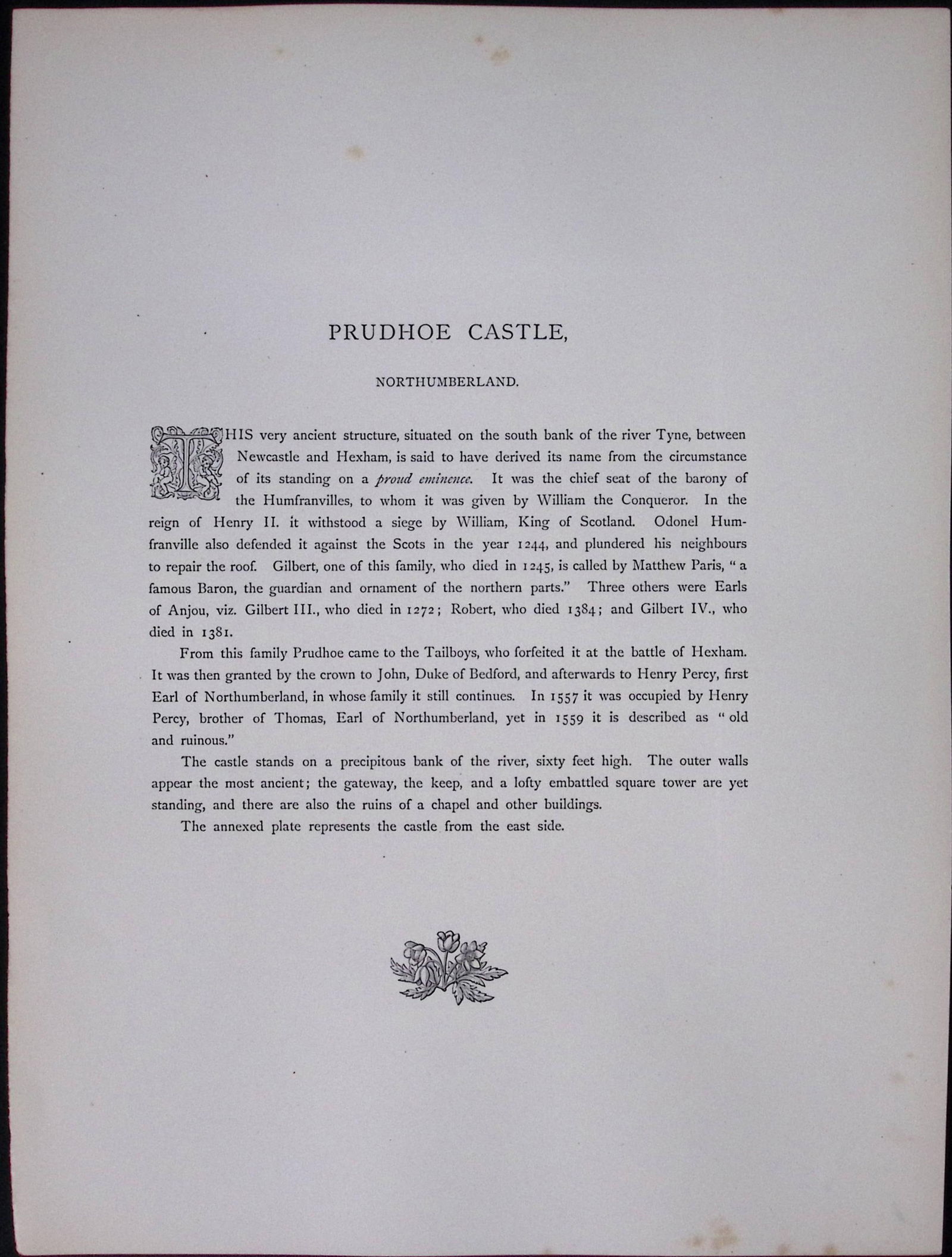 J.M.W Turner Rare “Prudhoe Castle Northumberland ” 1873 Picturesque Views in England-36 - 2