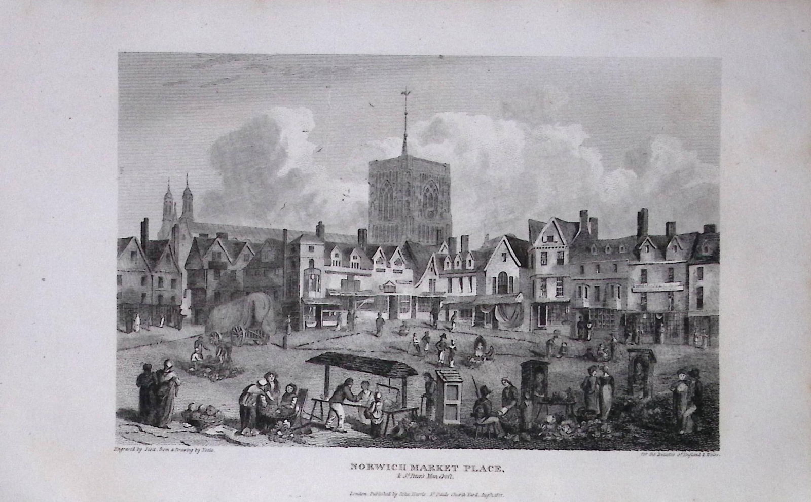 Norwich Market Place Norfolk Antique 216 Years-Old Georgian Steel-Engraving-322.: Title: Norwich Market Place Norfolk Antique 216 Years-Old Georgian Steel-Engraving-322. Description: Norwich Market Place Norfolk Antique 216 Years-Old Georgian Steel-Engraving-322.<