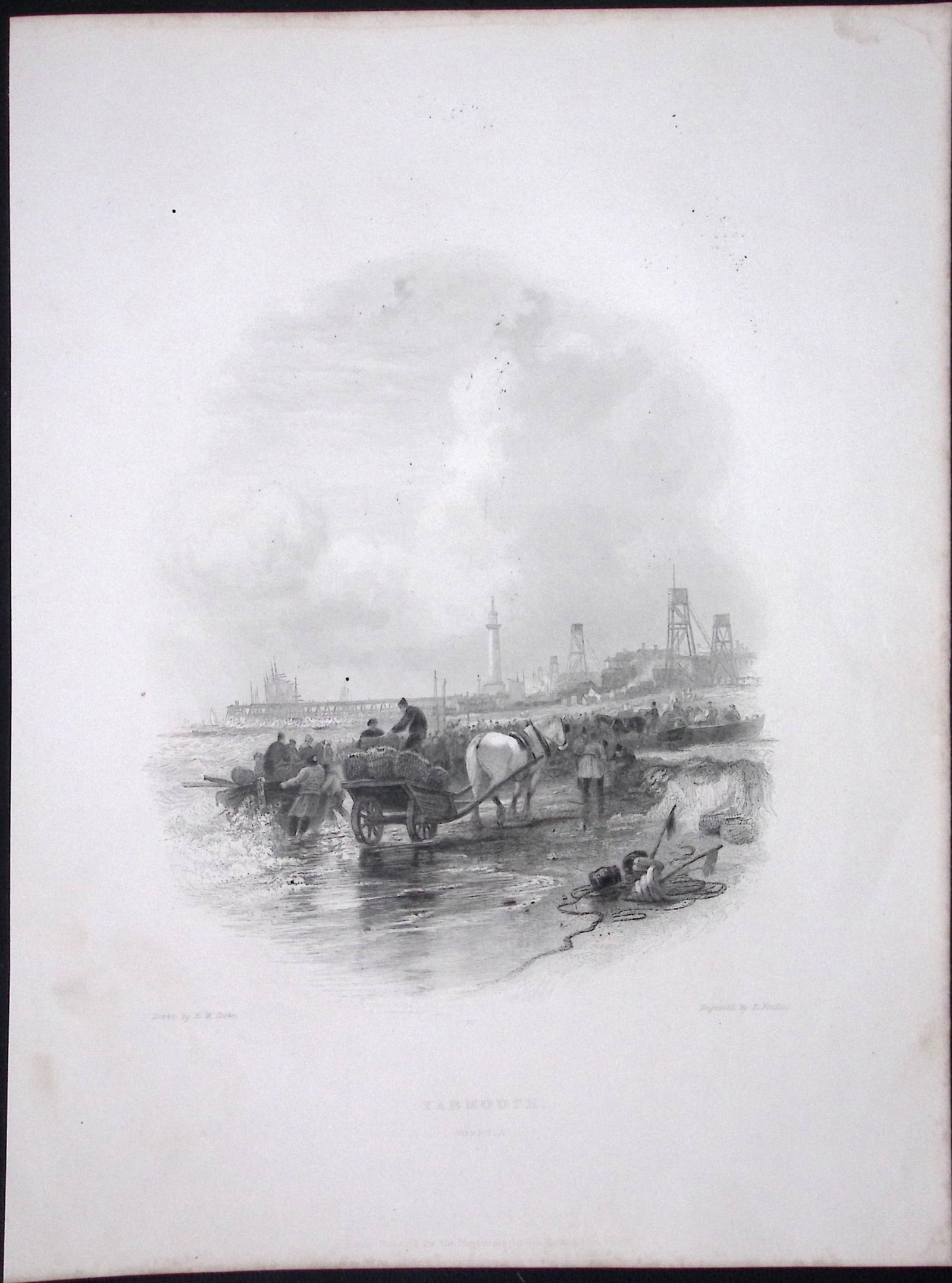 Norfolk Yarmouth Beach WH Bartlett 1842 Antique Steel Engraving-115: Title: Norfolk Yarmouth Beach WH Bartlett 1842 Antique Steel Engraving-115 Description: This Steel Engraved Print Has Been Removed from an Antique 1842 Edition of. <