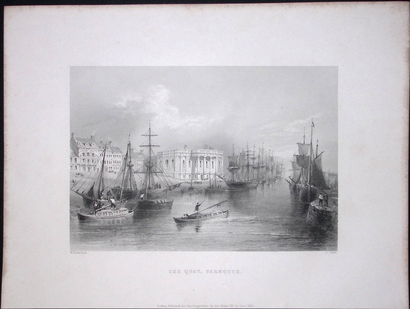 Norfolk Yarmouth The Quay WH Bartlett 1842 Antique Steel Engraving-117: Title: Norfolk Yarmouth The Quay WH Bartlett 1842 Antique Steel Engraving-117 Description: This Steel Engraved Print Has Been Removed from an Antique 1842 Edition of.