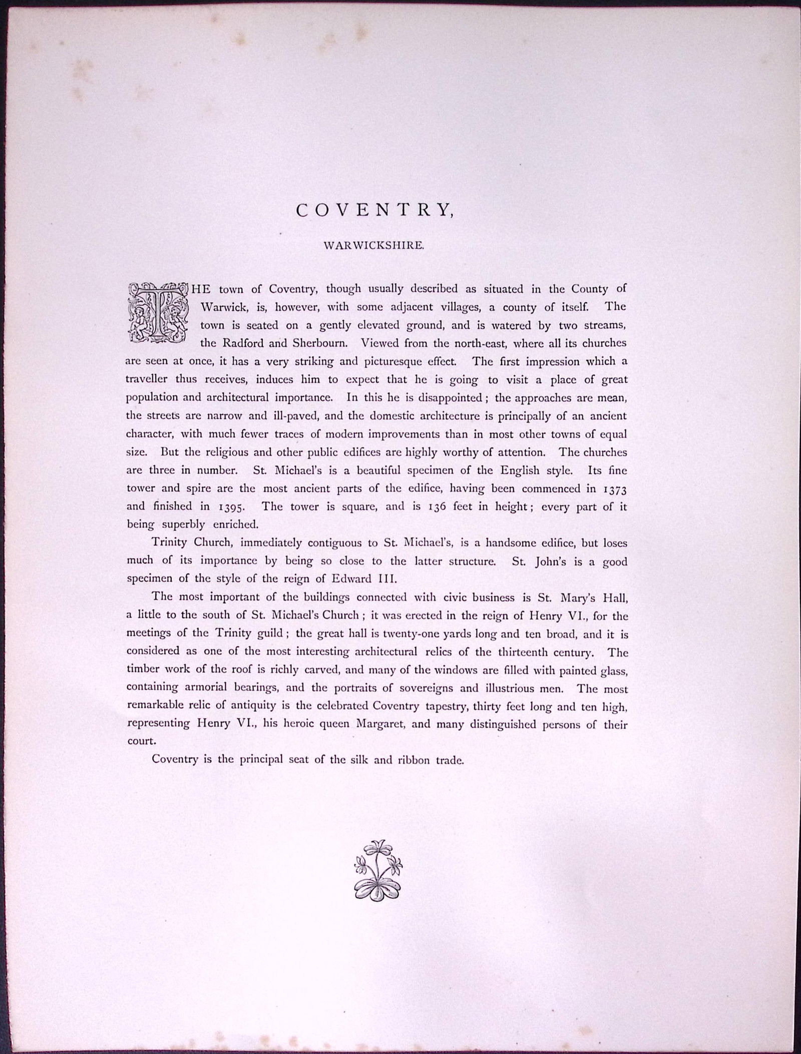 J.M.W Turner Rare “City of Coventry” 1873 Picturesque Views in England-64 - 2