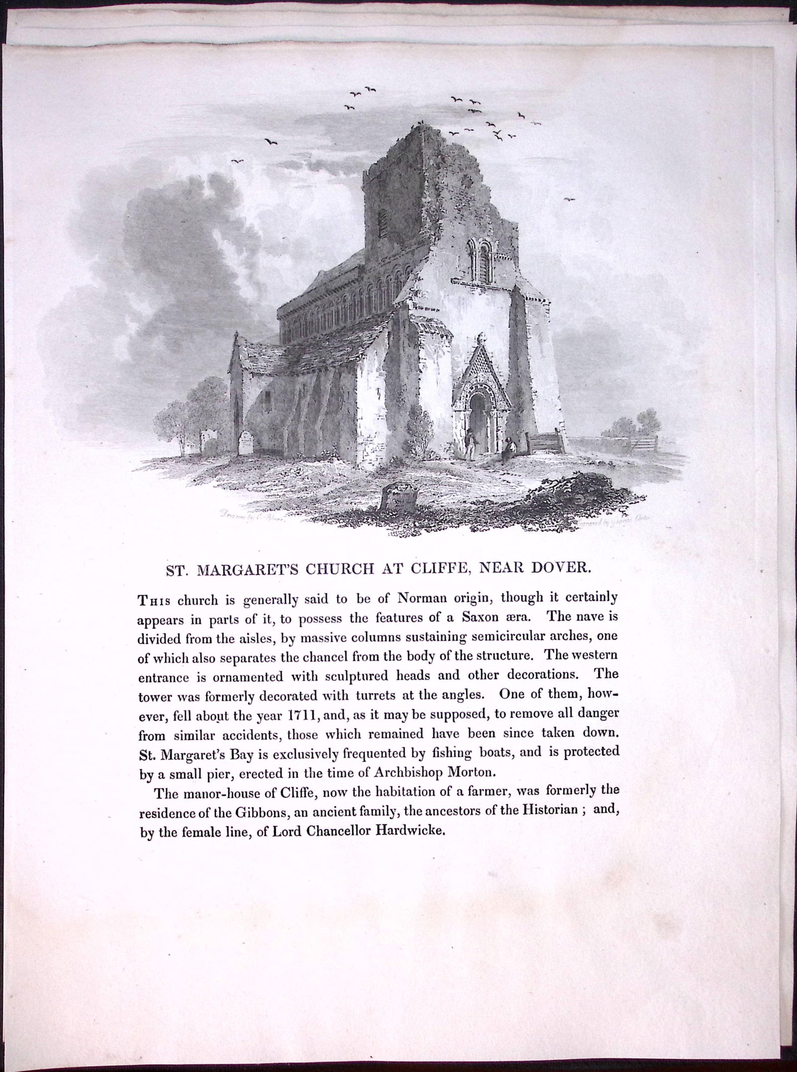 J.M.W Turner “Dover St Michaels Church” Views from a Southern Coast Rare Engraving-52: Title: J.M.W Turner “Dover St Michaels Church” Views from a Southern Coast Rare Engraving-52 Description: This Rare After J.M.W. Turner Copper Engraved Plate Was Removed