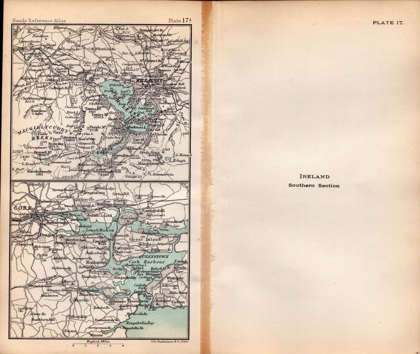 Southern Ireland Area Double Sided Antique 1896 Map-17 - 2