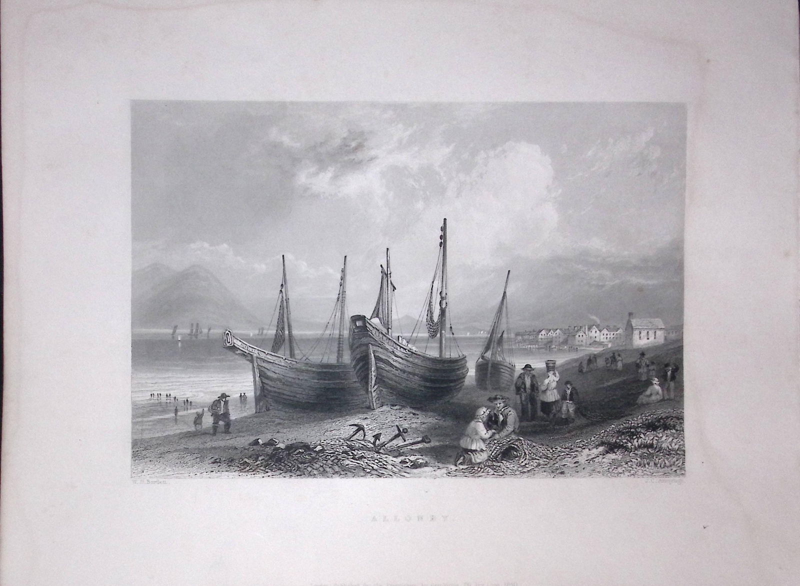 Allonby Beach Cumbria WH Bartlett 1842 Antique Steel Engraving-118: Title: Allonby Beach Cumbria WH Bartlett 1842 Antique Steel Engraving-118 Description: This Steel Engraved Print Has Been Removed from an Antique 1842 Edition of. F