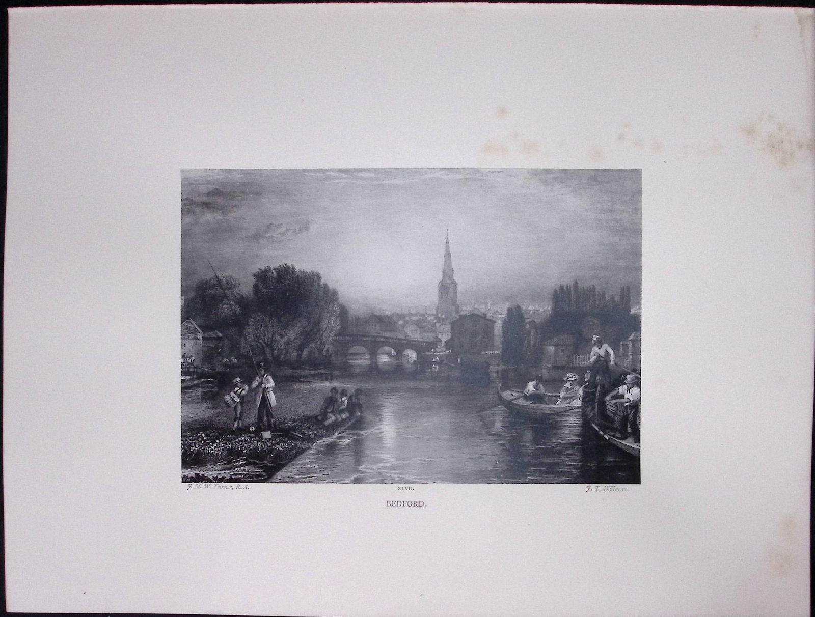 J.M.W Turner Rare “City of Bedford” 1873 Picturesque Views in England-52: Title: J.M.W Turner Rare “City of Bedford” 1873 Picturesque Views in England-52 Description: This Antique Was Removed from a 152 Years-Old Edition Of. J M W Turner's Picturesque