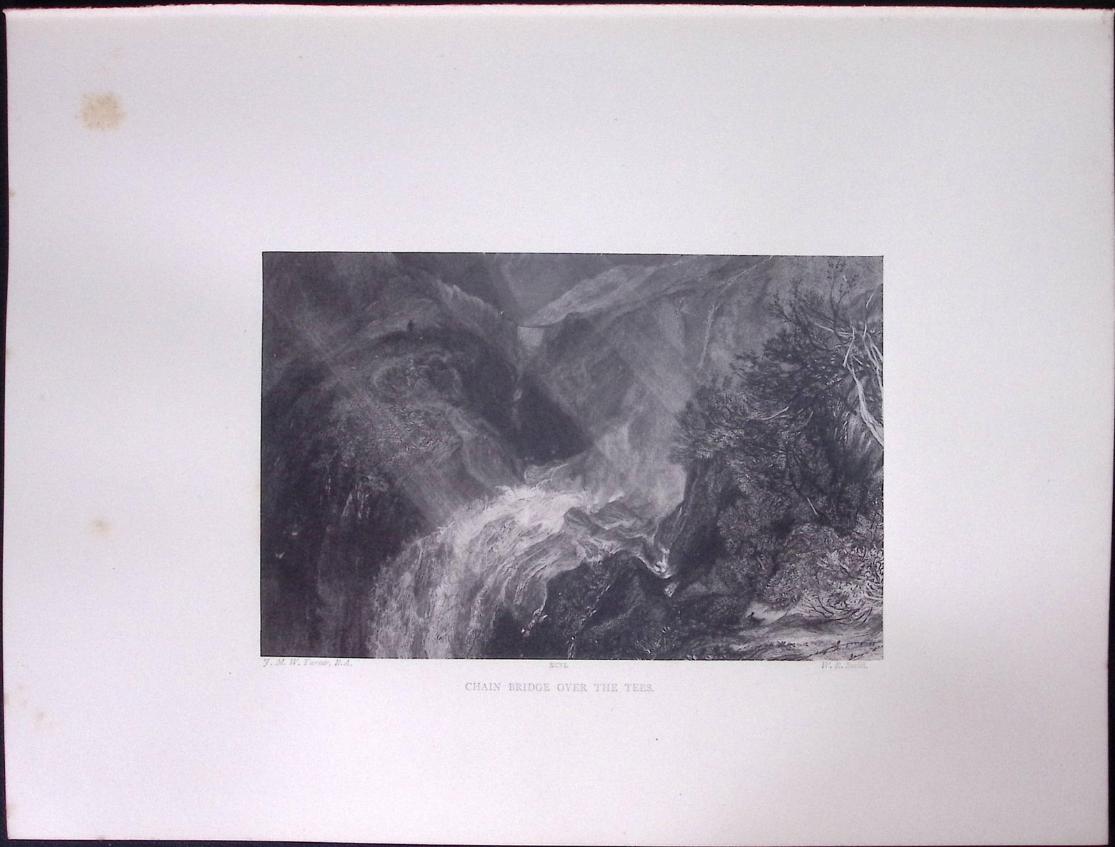 J.M.W Turner Rare “Chain Bridge Over The Tees Yorkshire” 1873 Picturesque Views in Engla (1 of 3)