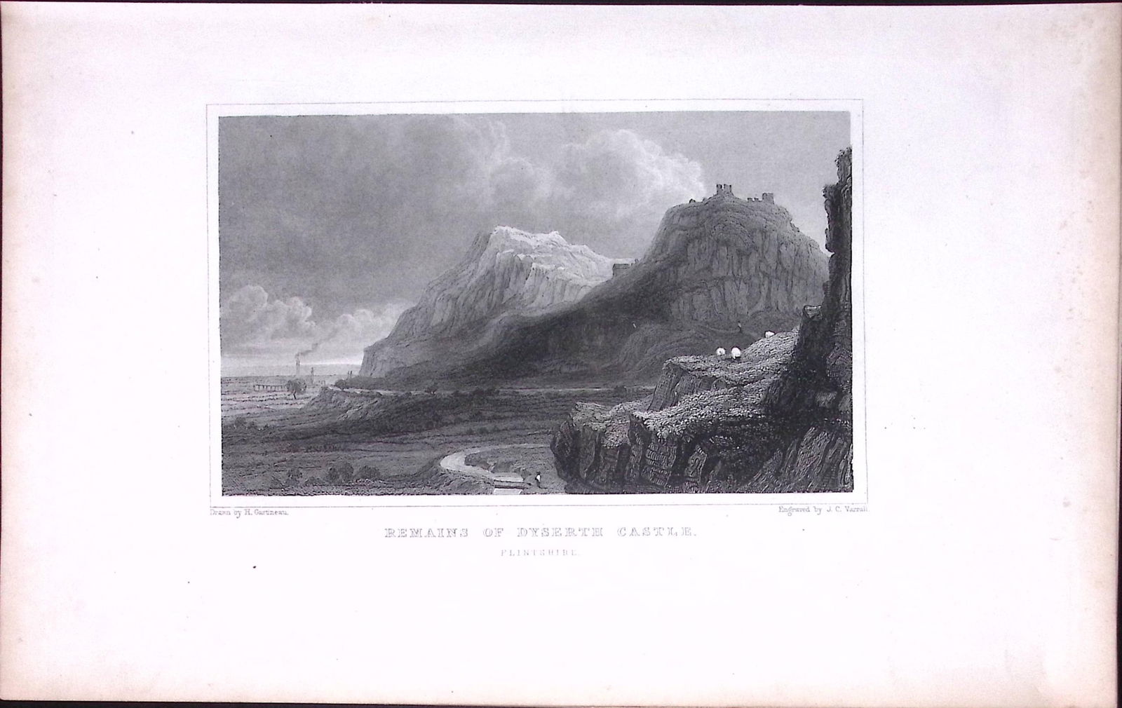 Wales Dyserth Castle Flintshire Antique 166-Year-Old Steel Engraving-22: Title: Wales Dyserth Castle Flintshire Antique 166-Year-Old Steel Engraving-22 Description: This Antique Steel Engraving Was Removed from a 166-Year-Old Edition of.