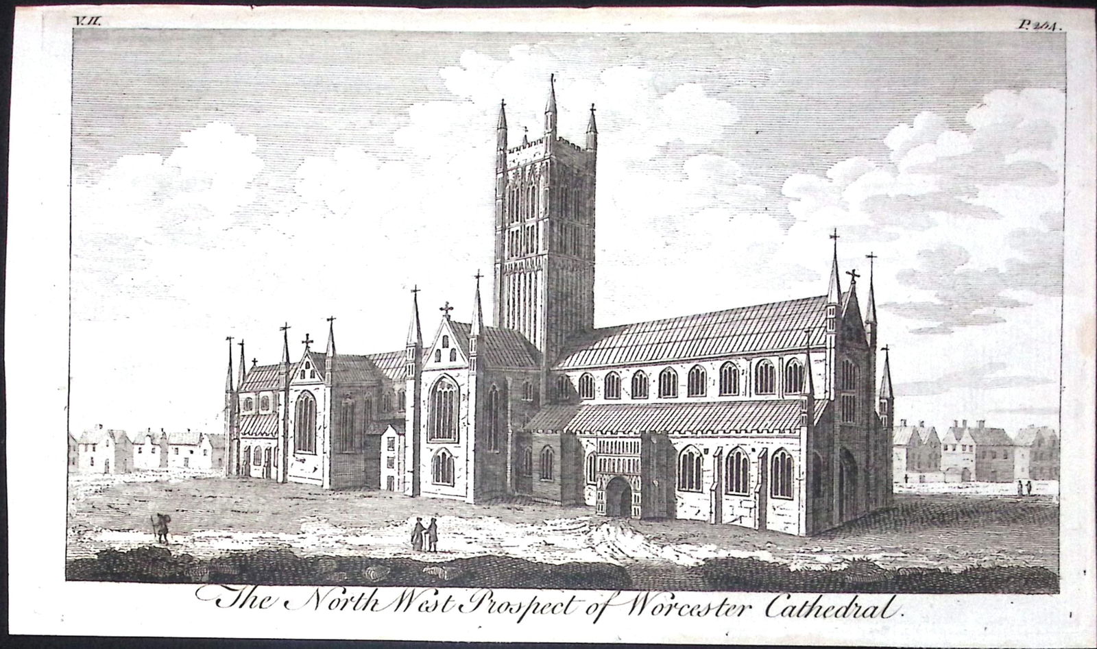 Worcester Cathedral Rare Georgian Copper Antique 1776 Engraving-145.: Title: Worcester Cathedral Rare Georgian Copper Antique 1776 Engraving-145. Description: This Nearly 250-Year-Old Antique Piece Was Removed from an Edition of. A Ne