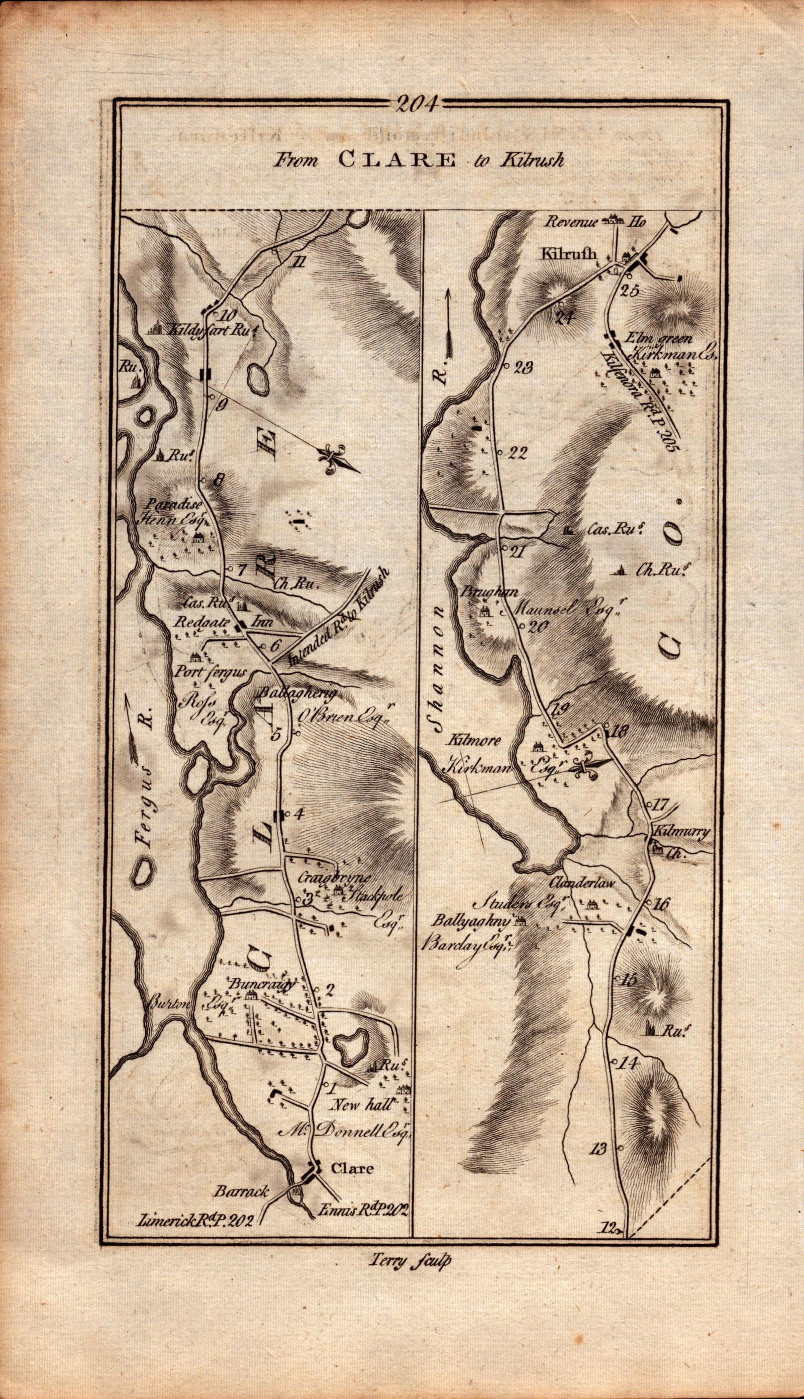 Ireland Rare Antique 1777 Map Corofin Ennistimon Kildysart Kilrush Co Clare-204 - 2