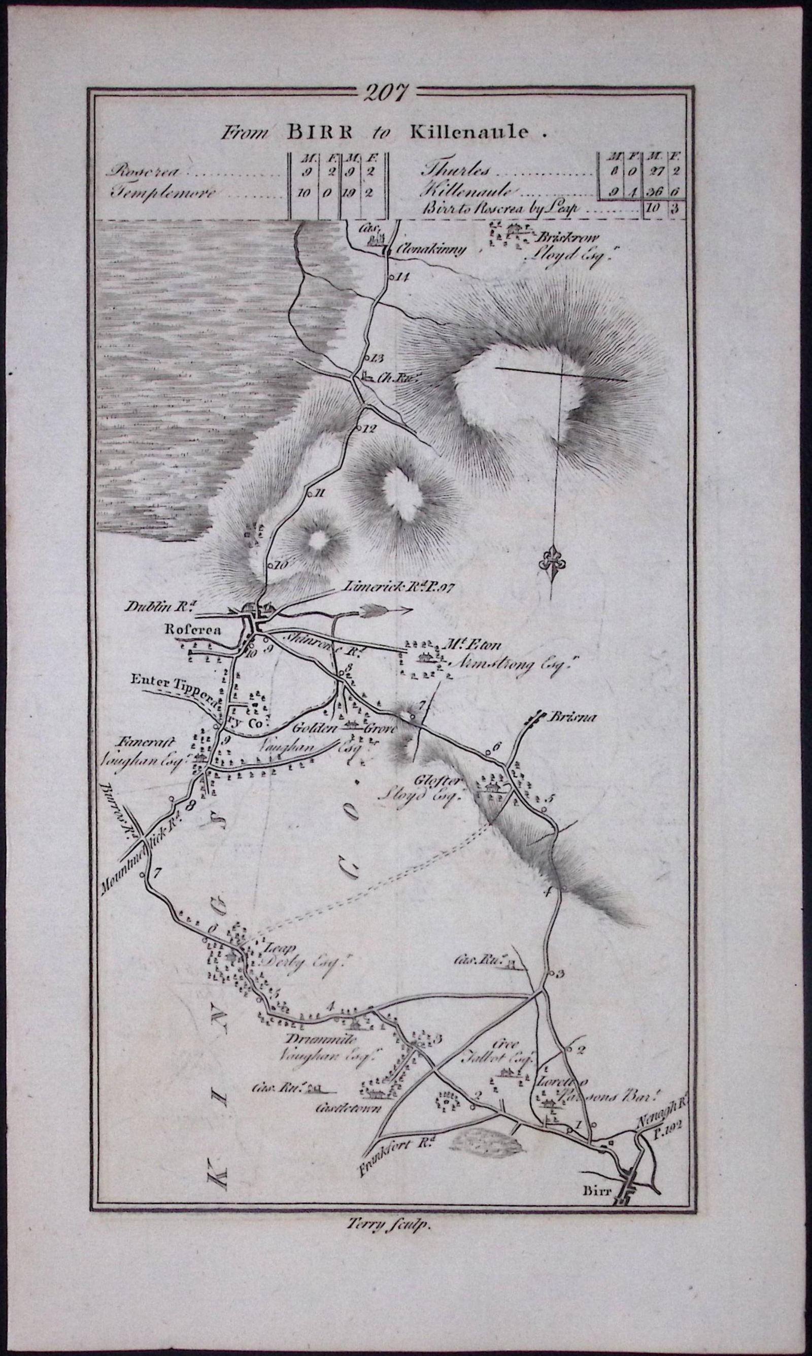 Ireland 245 Years -Old Antique Road Map Kilfenora Clare to Kilrush-208 - 2