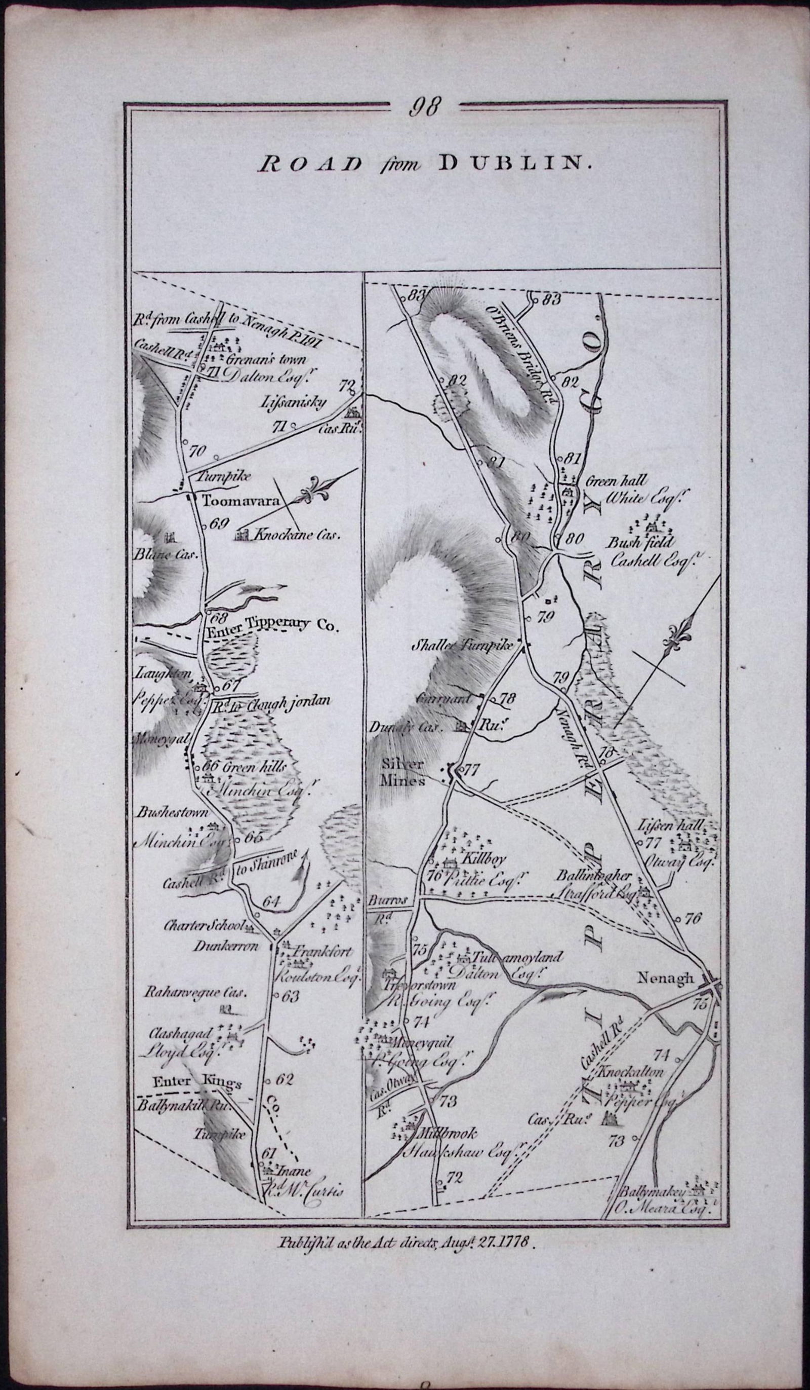 Ireland 245 Years -Old Antique Road Map Dublin, Tipperary, Limerick-98: Title: Ireland 245 Years -Old Antique Road Map Dublin, Tipperary, Limerick-98 Description: This Rare Irish Road Map Has Been Removed from a First Edition Copy of. Taylor &
