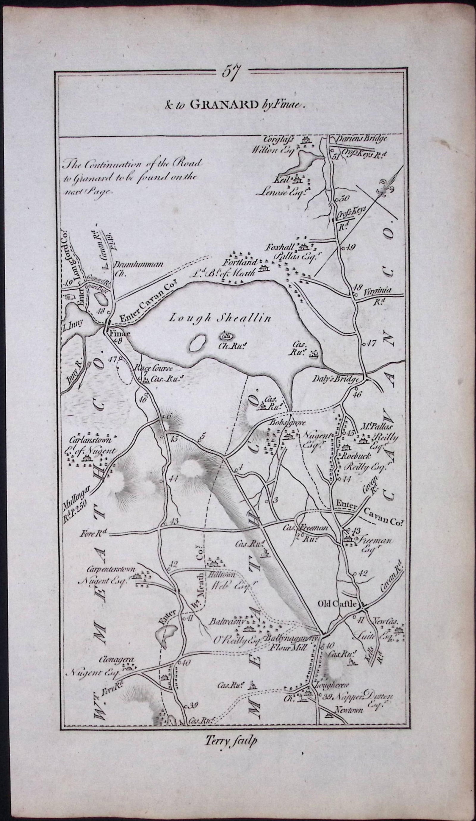 Ireland 245 Years -Old Antique Road Map From Dublin to Sligo-58 - 2