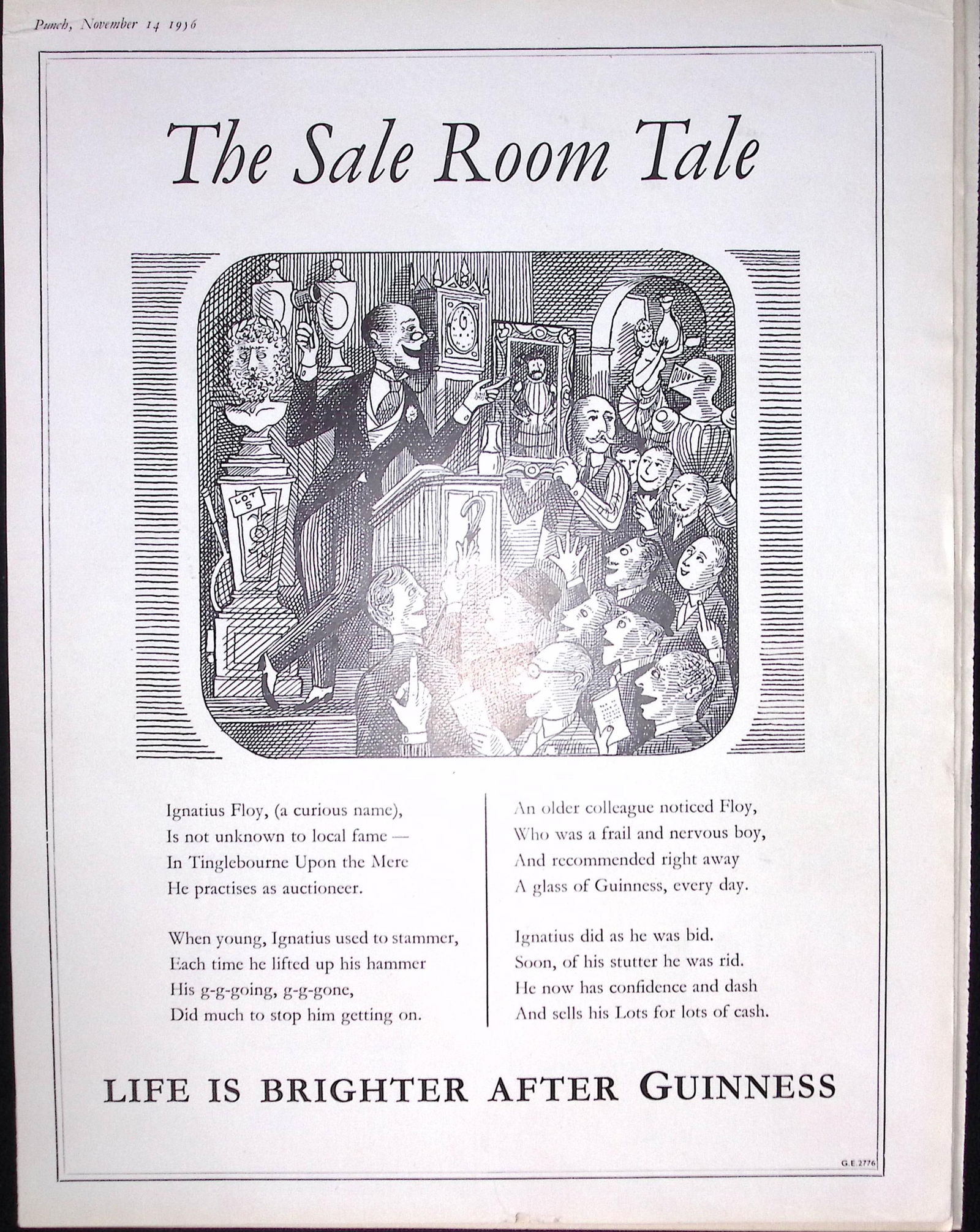 Guinness 1956 Original 70 Years-Old Print The Sale Room Tale- G.E.2776-A.: Title: Guinness 1956 Original 70 Years-Old Print The Sale Room Tale- G.E.2776-A. Description: Guinness 1956 Original 70 Years-Old Print The Sale Room Tale- G.E.2776-A. Measures approx. Size 11
