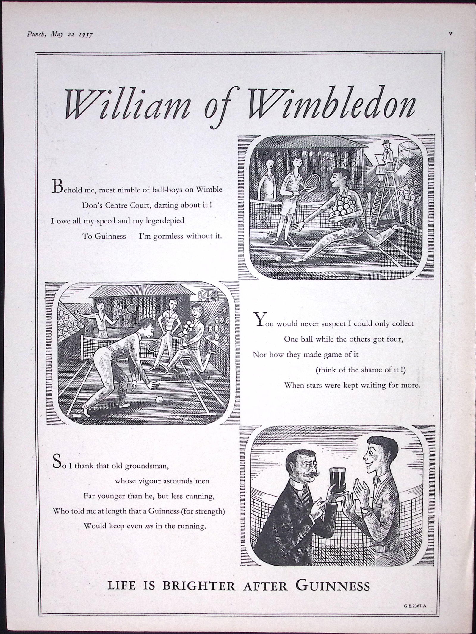 Guinness 1957 Genuine 68 Years-Old Print William of Wimbledon G.E.2367-A: Title: Guinness 1957 Genuine 68 Years-Old Print William of Wimbledon G.E.2367-A Description: Guinness 1957 Genuine 68 Years-Old Print William of Wimbledon G.E.2367-A Measures approx. Size 11 x