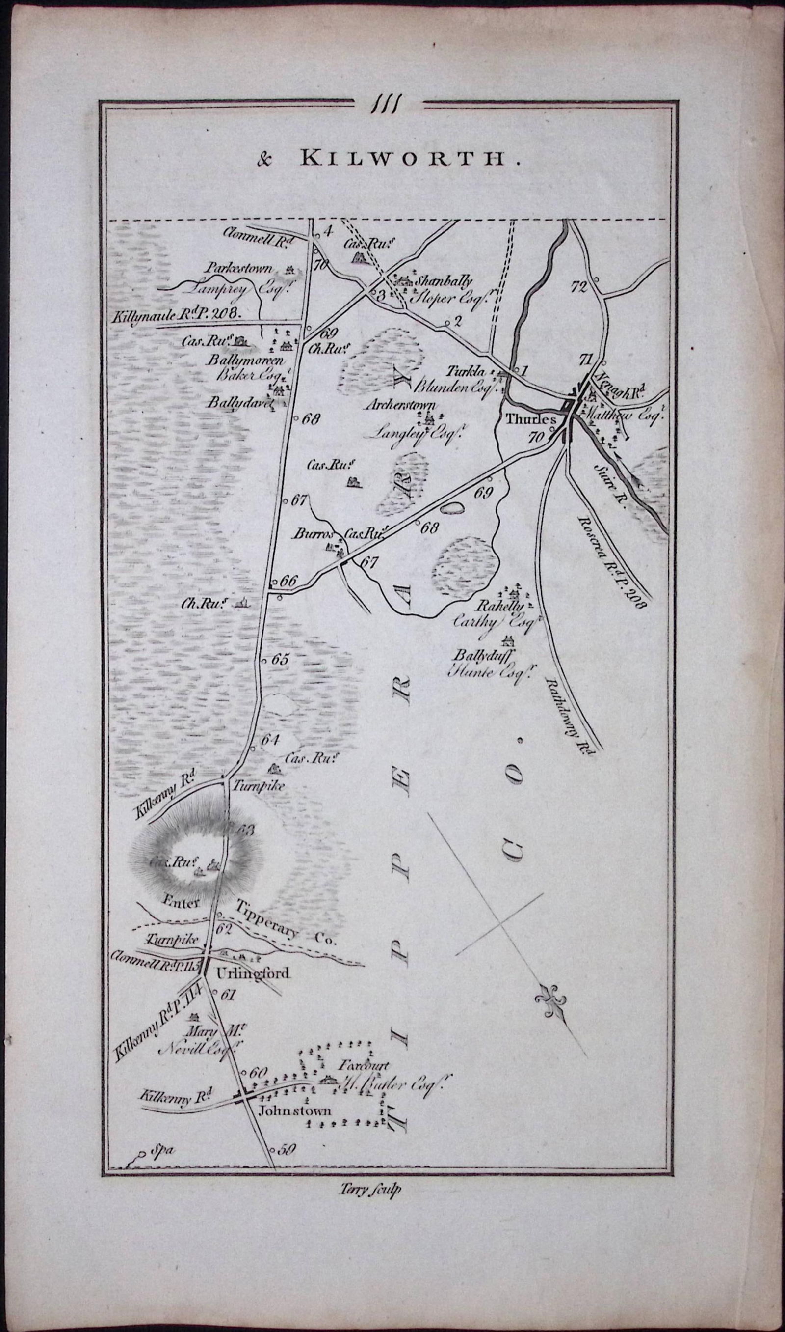 Ireland 245 Years -Old Antique Road Map Dublin To The Rock of Cashel-112 - 2