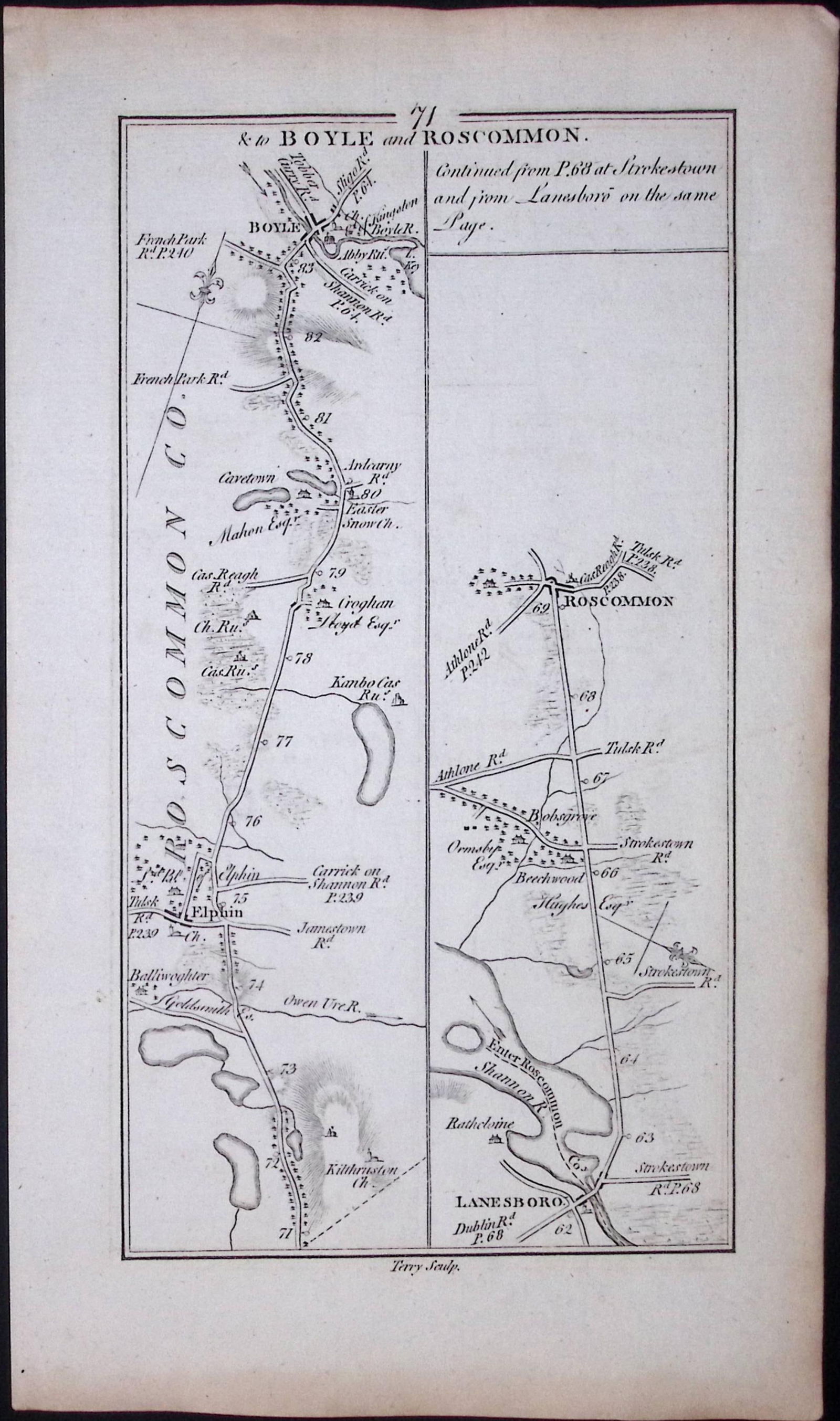 Ireland 245 Years -Old Antique Road Map To Boyle & Roscommon-72 - 2