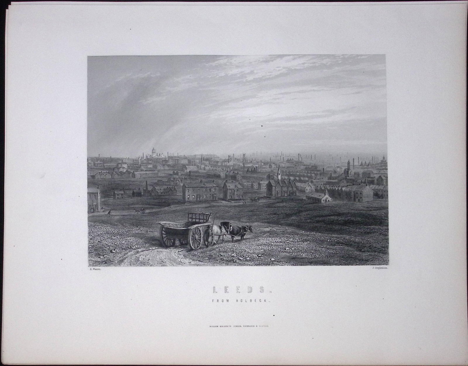 Yorkshire View of The City of Leeds Antique 150 Years-Old Engraving-5: Title: Yorkshire View of The City of Leeds Antique 150 Years-Old Engraving-5 Description: This Antique Print Was Removed from an Edition of. Yorkshire Past and Present by Thom